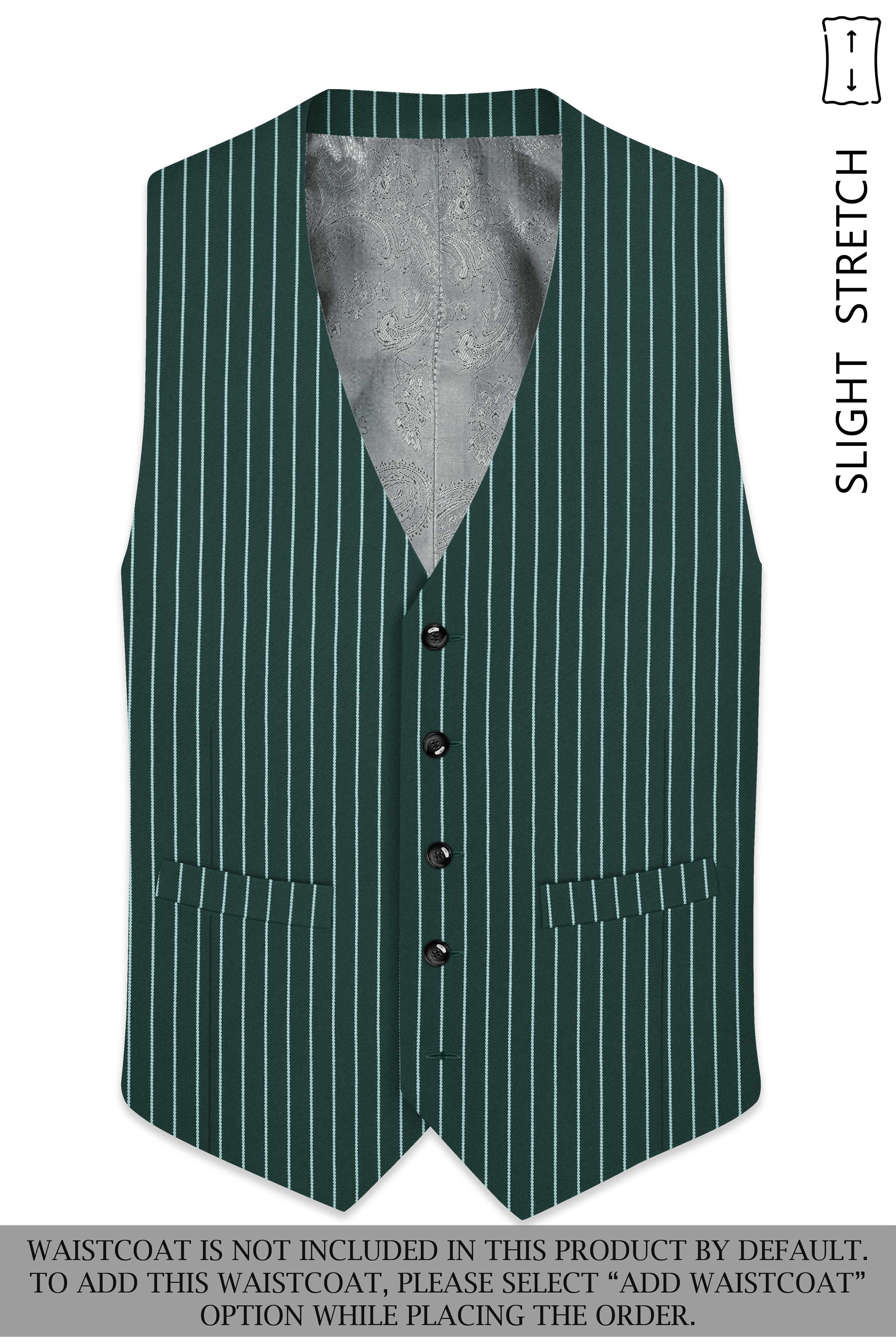 Forenza-Jungle Green And Bright White Chalk Striped Wool Rich Slight Stretch Double Breasted Suit