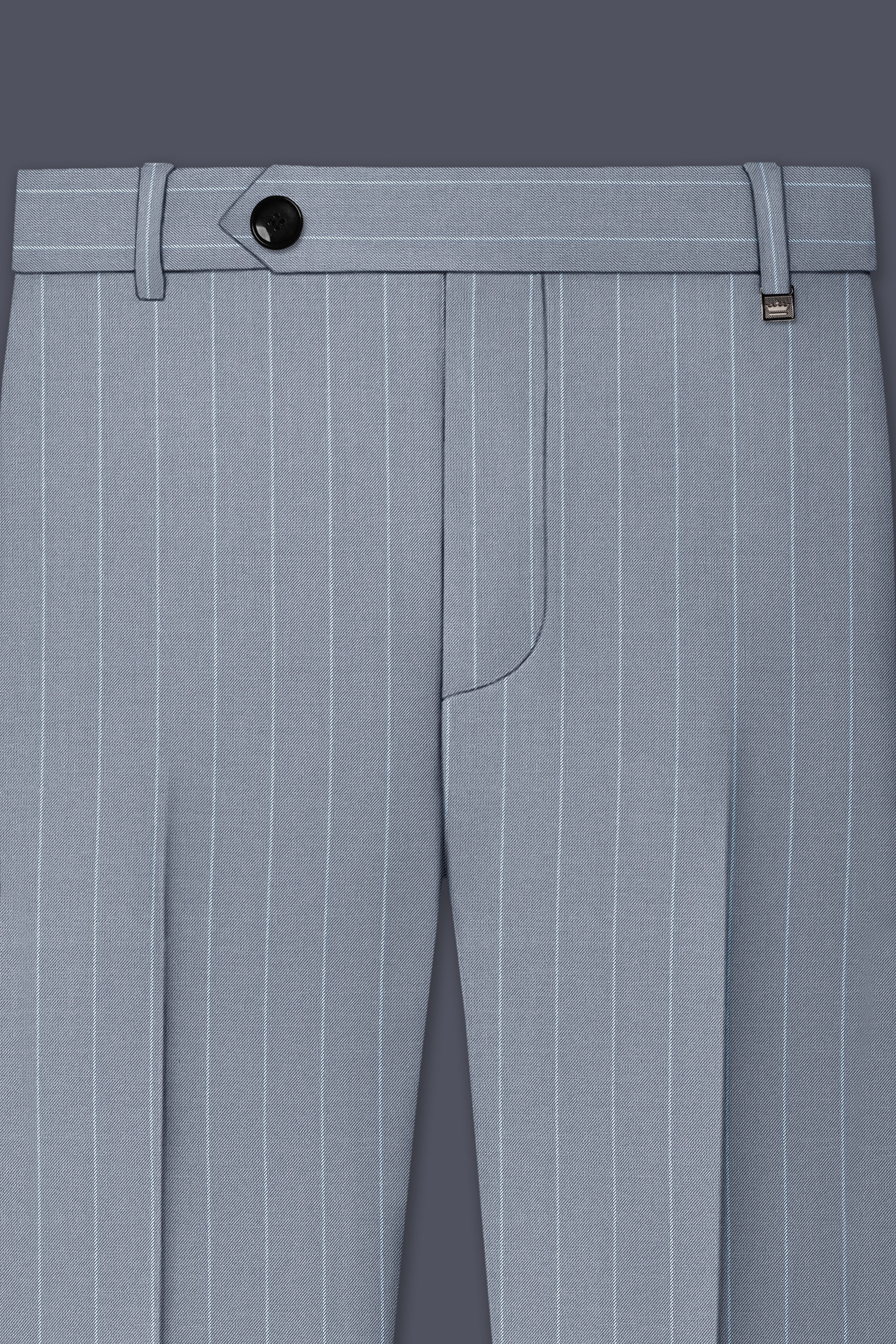 Prestige-Regent Gray And Bright White Chalk Striped Wool Rich Slight Stretch Double Breasted Suit