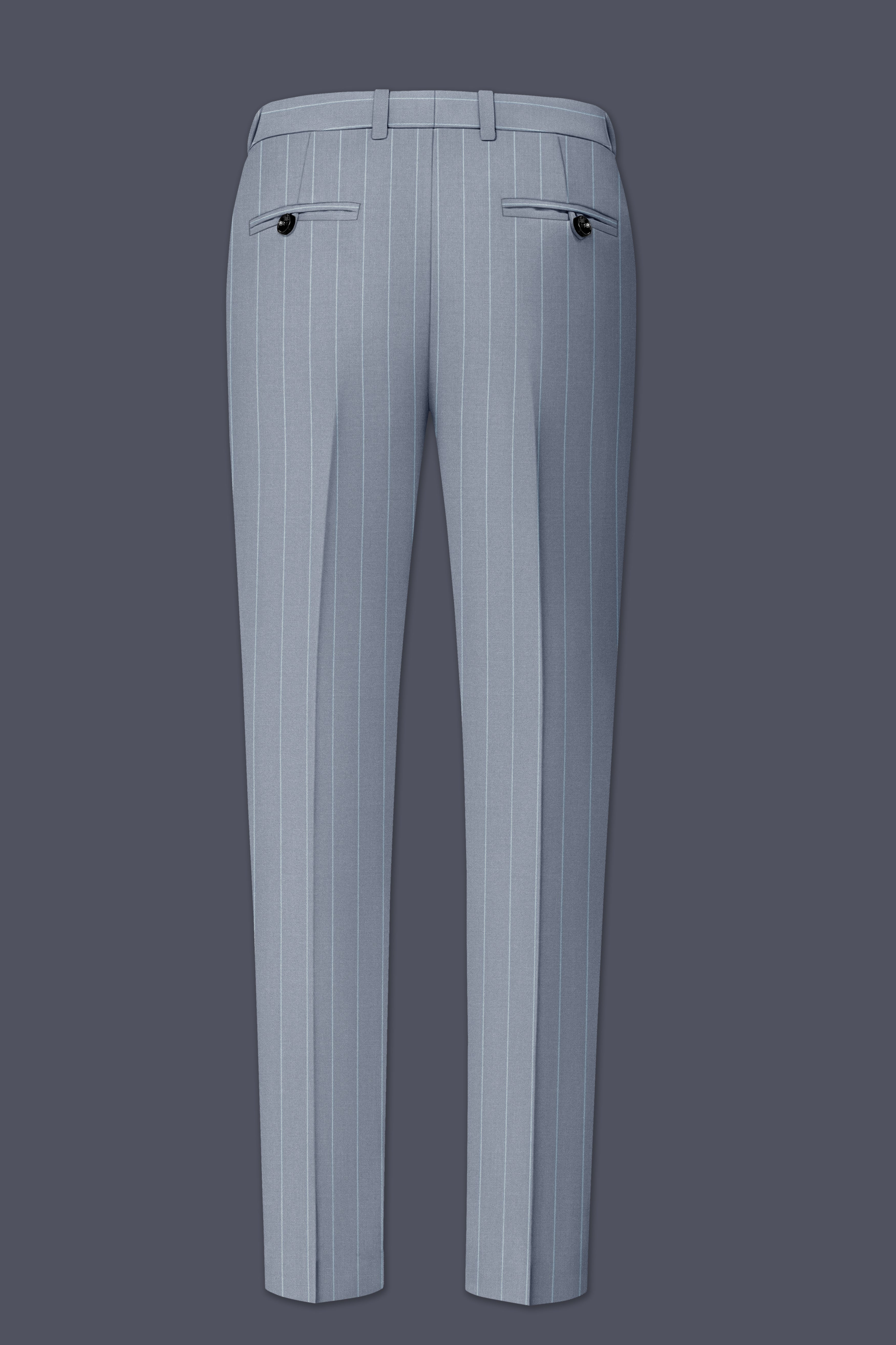 Prestige-Regent Gray And Bright White Chalk Striped Wool Rich Slight Stretch Double Breasted Suit