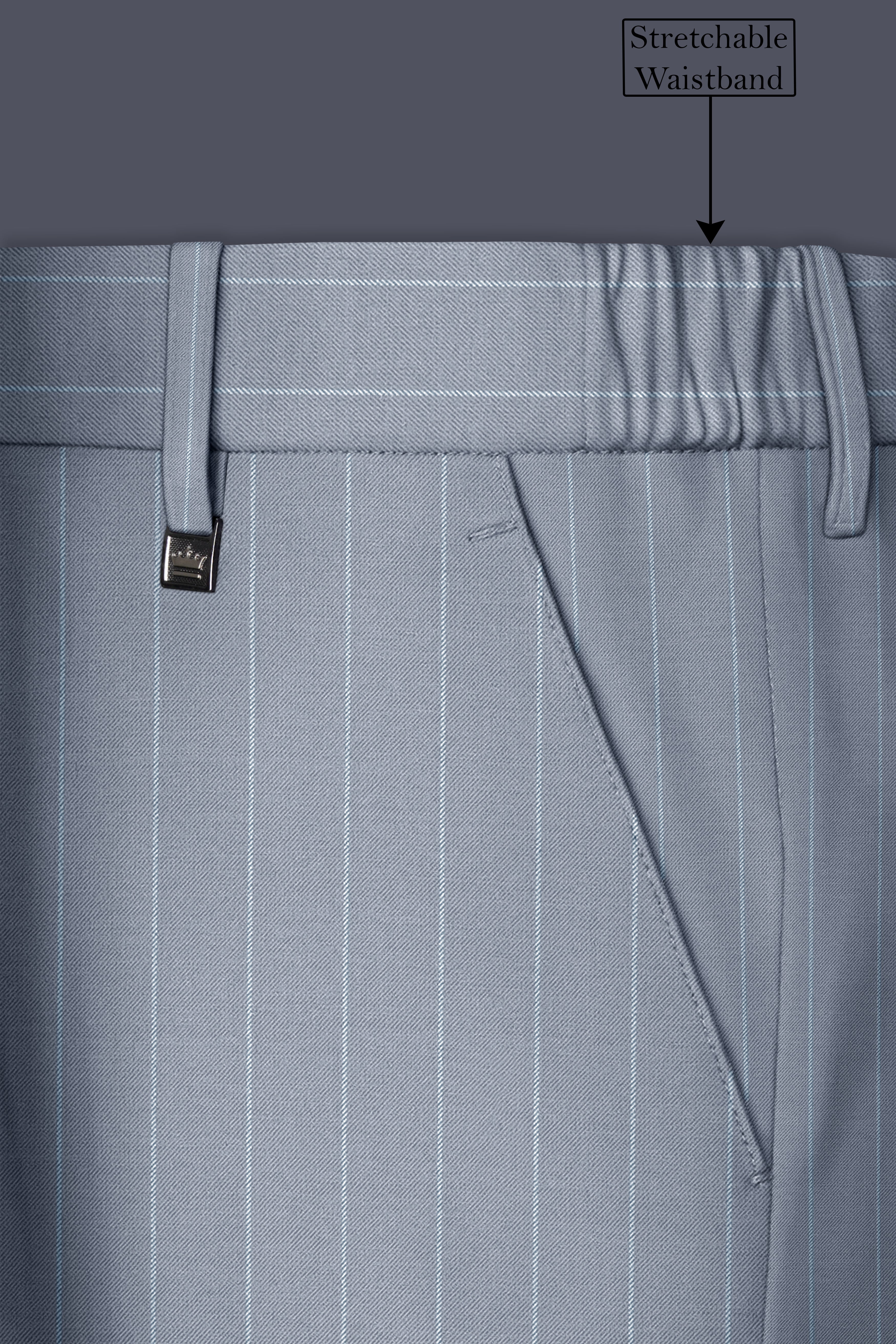 Prestige-Regent Gray And Bright White Chalk Striped Wool Rich Slight Stretch Double Breasted Suit