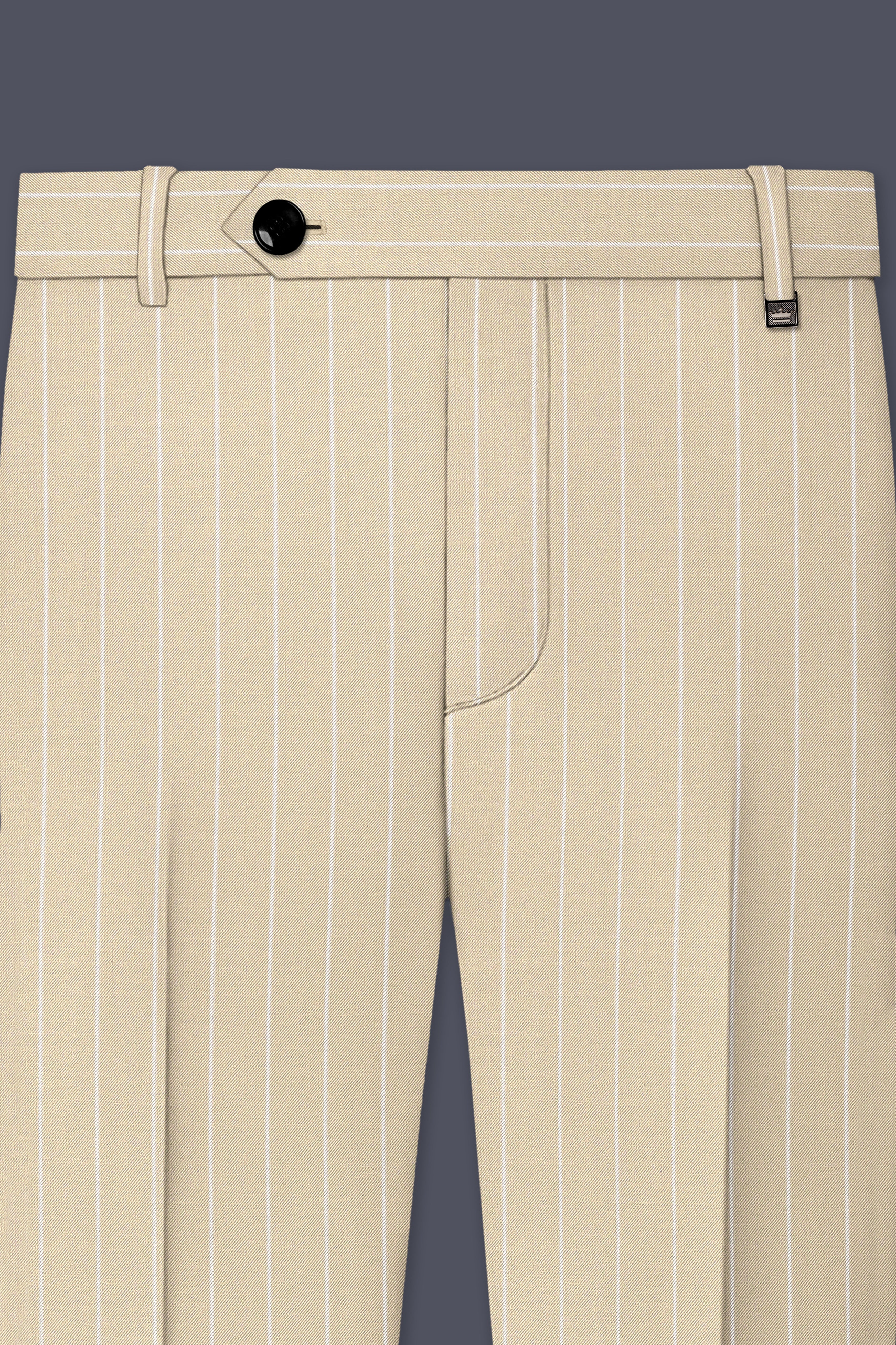 Lumier-Akaroa Cream And Bright White Chalk Striped Wool Rich Slight Stretch Double Breasted Suit