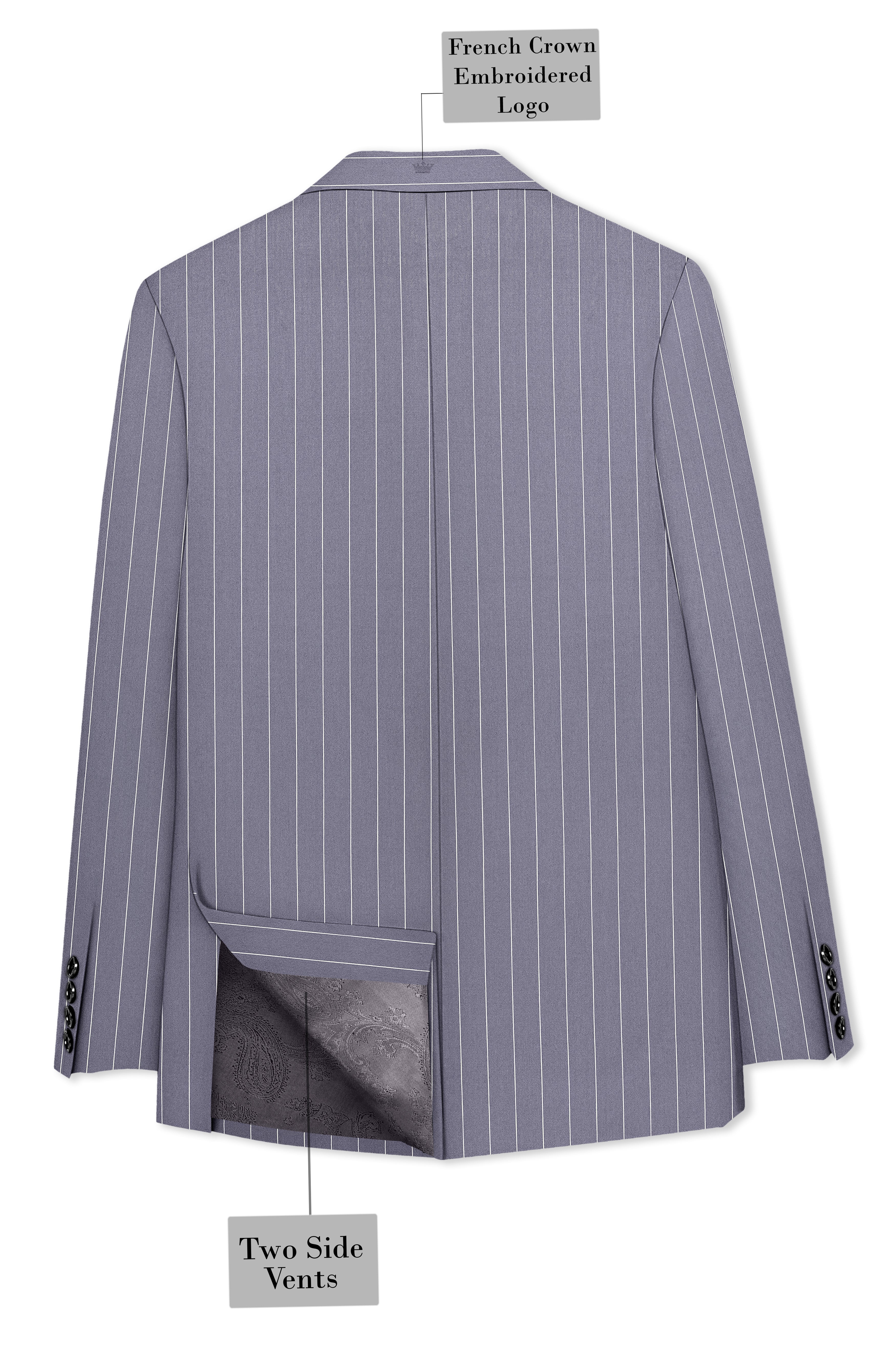 Regent-Mobster Gray And Bright White Chalk Striped Wool Rich Slight Stretch Single Breasted Suit