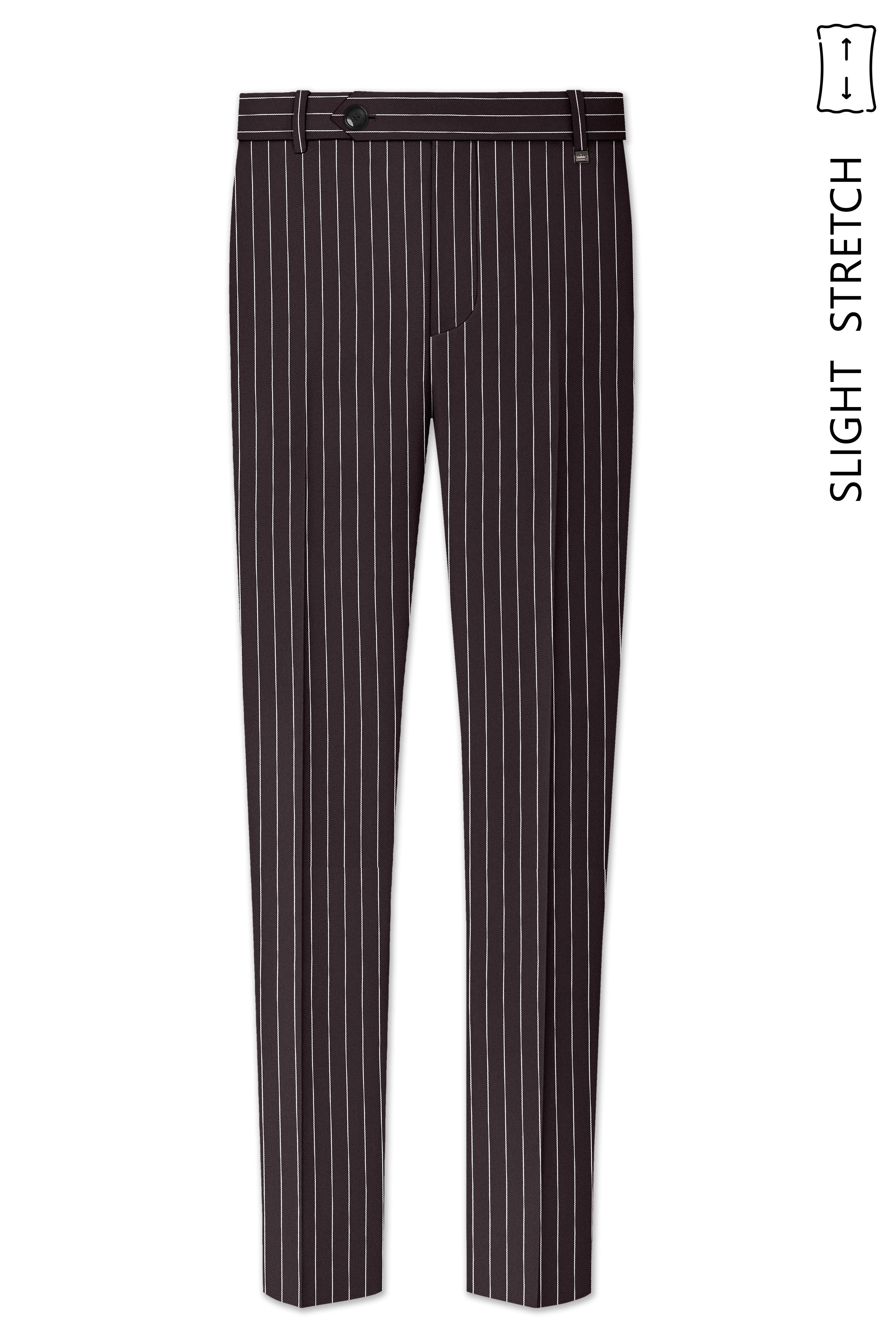 Volt-Thunder Brown Herringbone Striped Wool Rich Slight Stretch Single Breasted Suit