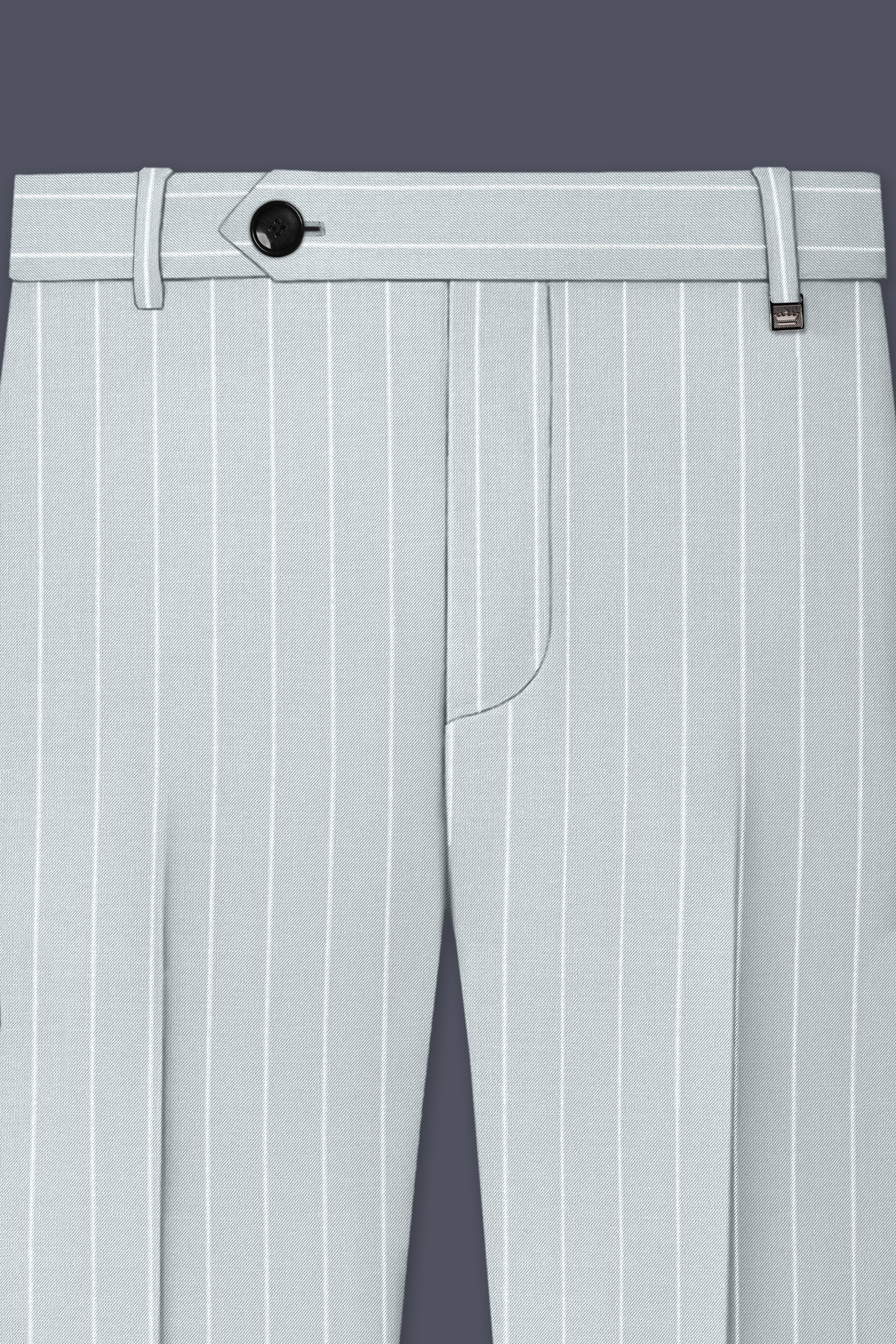 Slate-Tiara Gray And Bright White Chalk Striped Wool Rich Slight Stretch Single Breasted Suit