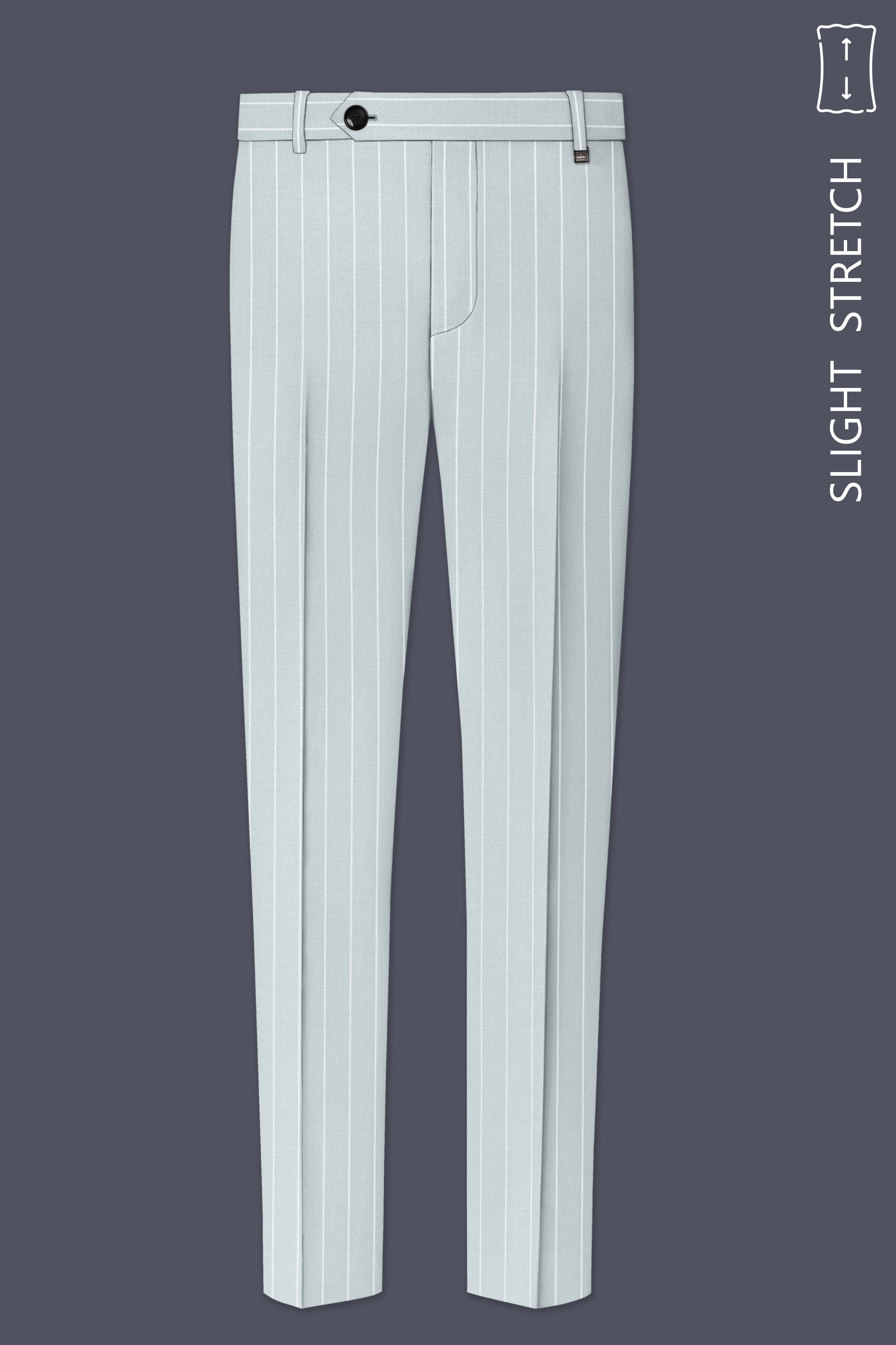 Slate-Tiara Gray And Bright White Chalk Striped Wool Rich Slight Stretch Single Breasted Suit