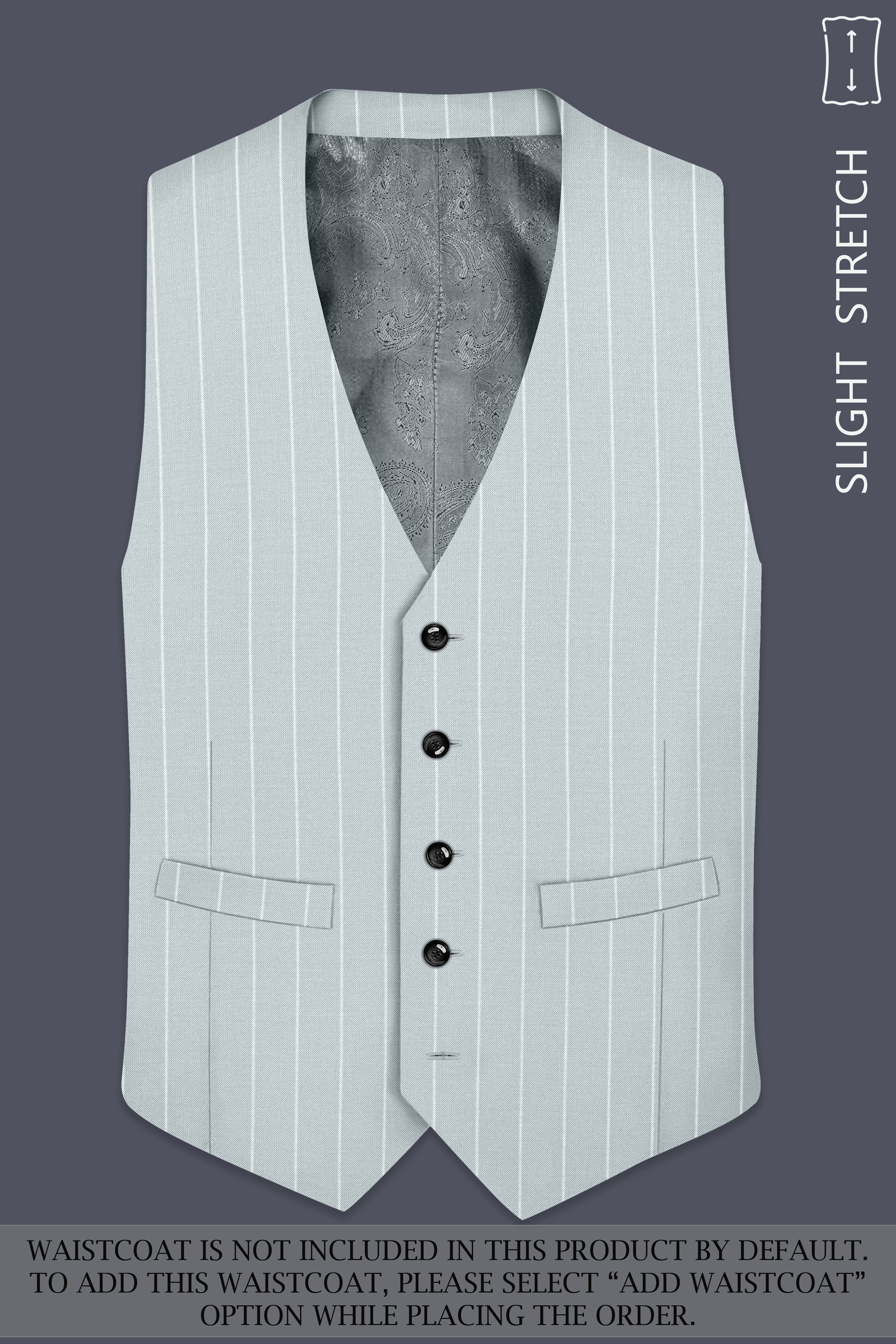 Slate-Tiara Gray And Bright White Chalk Striped Wool Rich Slight Stretch Single Breasted Suit