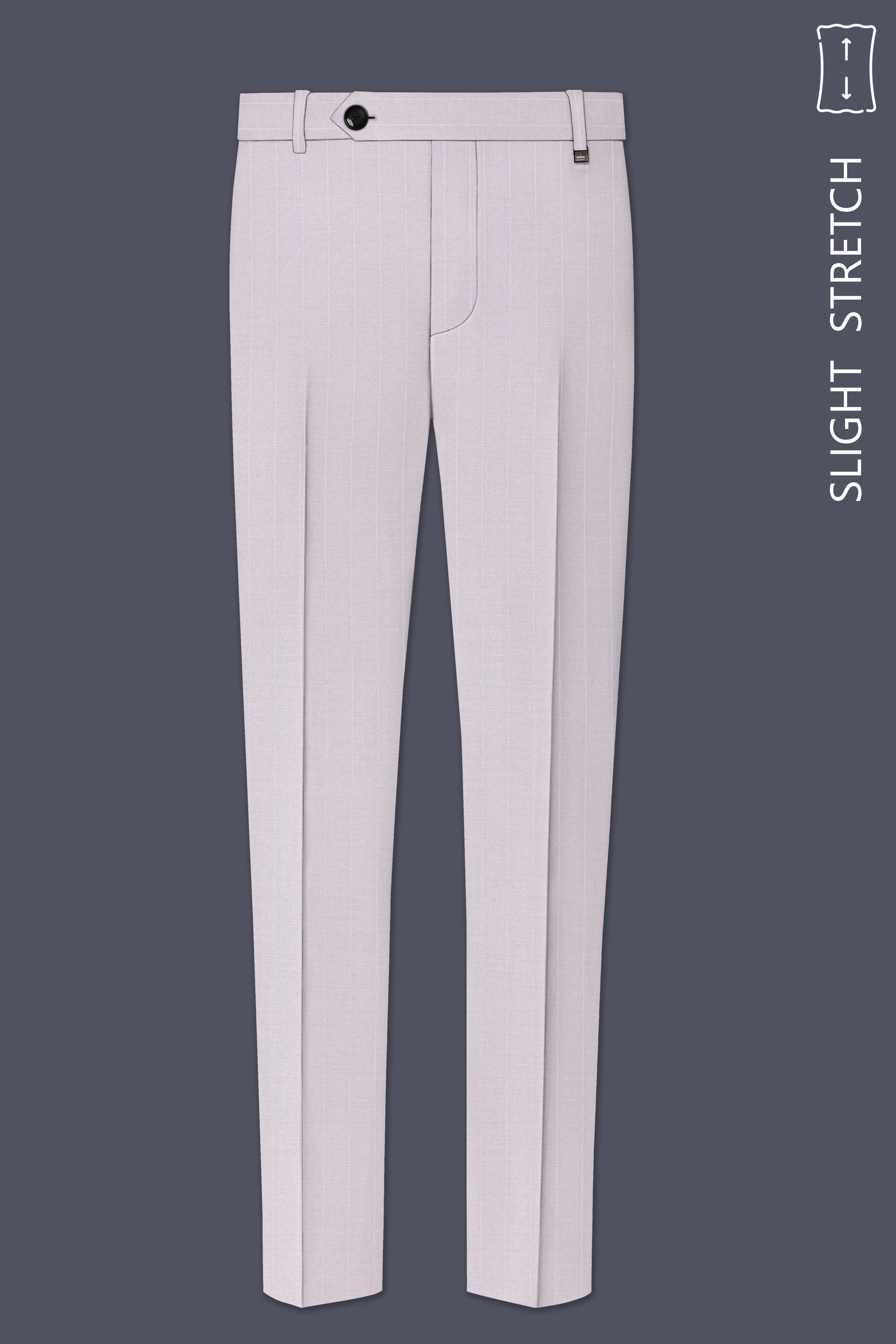 Roselle-Thistle Pink And Bright White Chalk Striped Wool Rich Slight Stretch Single Breasted Suit