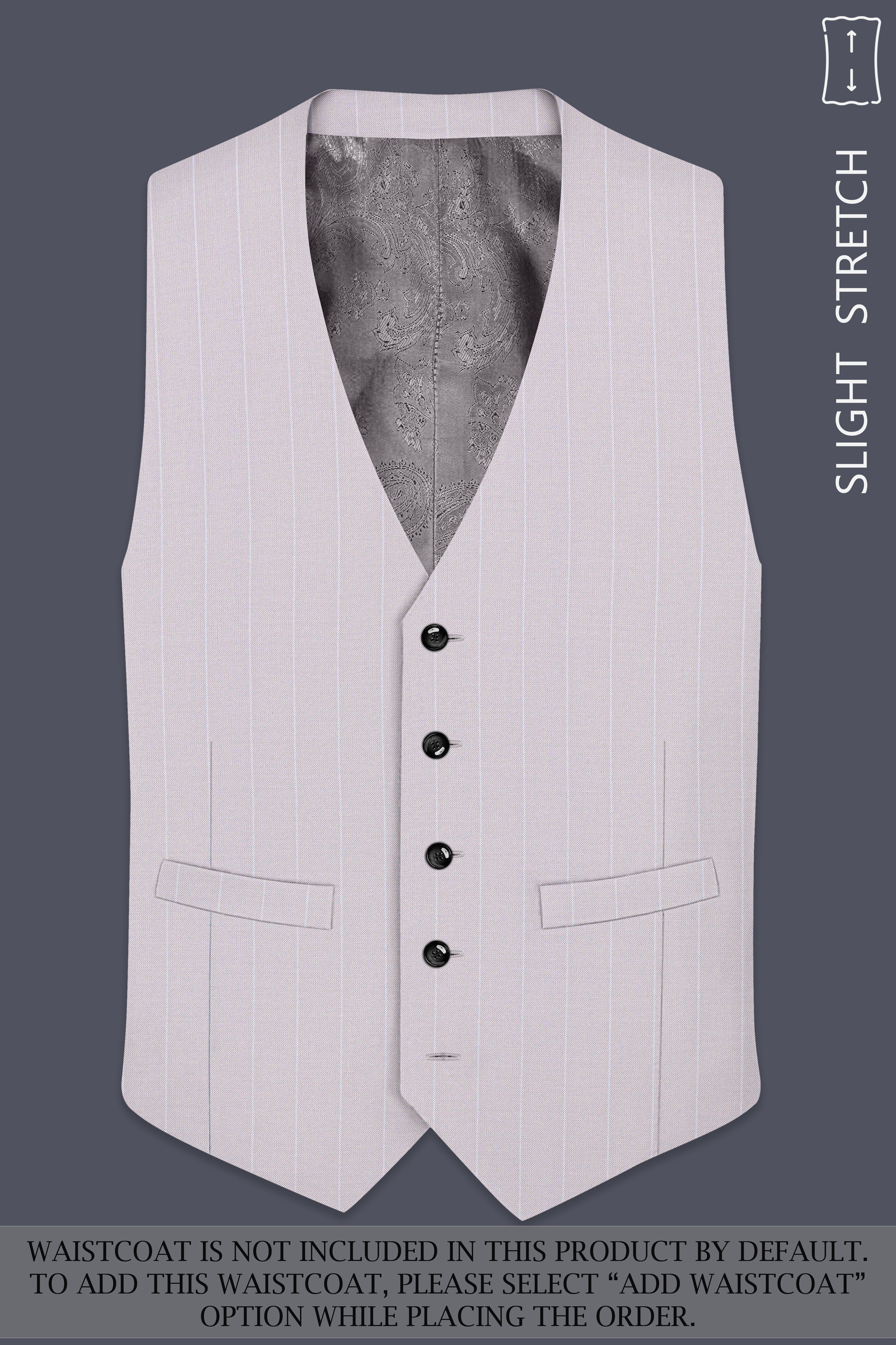 Roselle-Thistle Pink And Bright White Chalk Striped Wool Rich Slight Stretch Single Breasted Suit