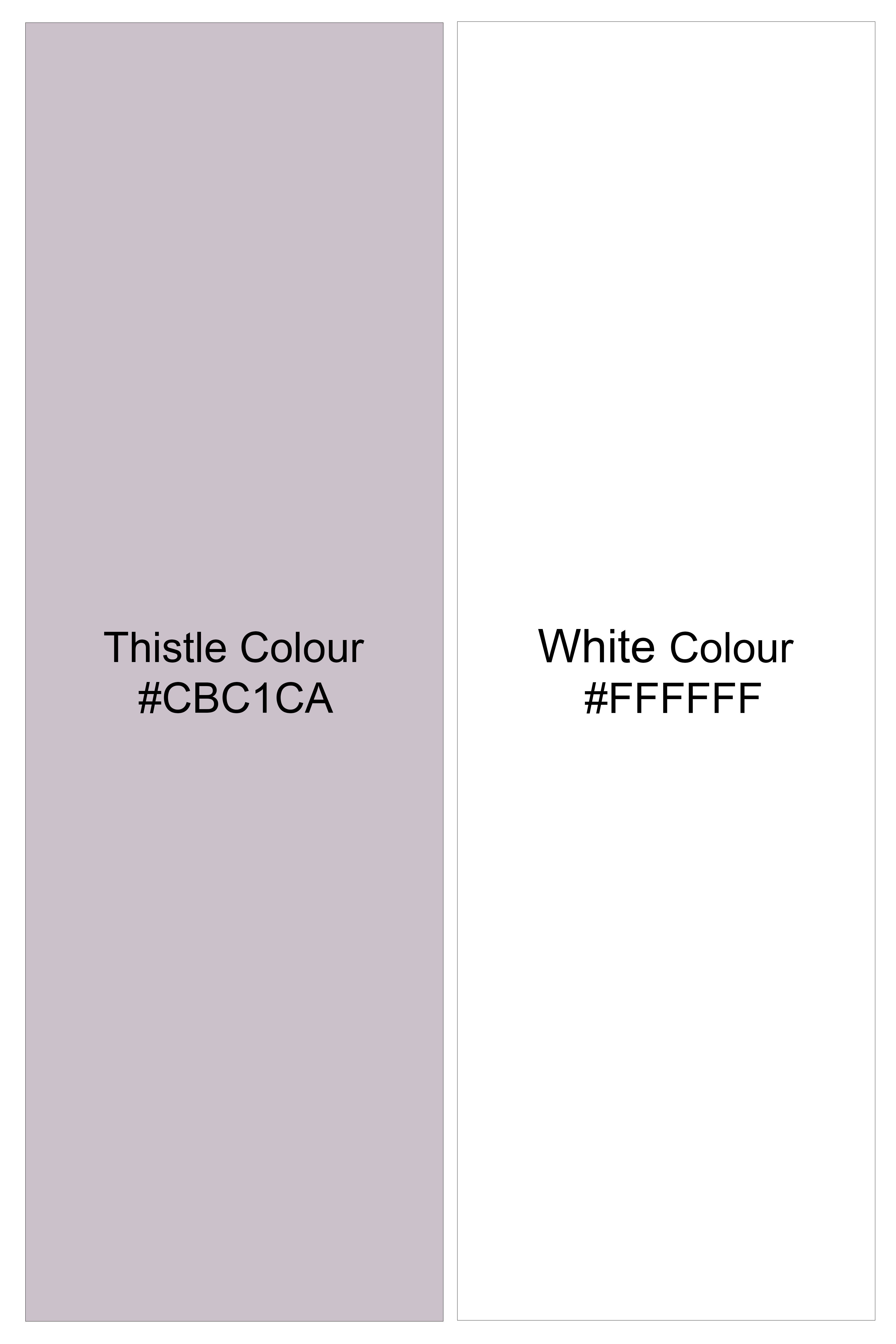 Roselle-Thistle Pink And Bright White Chalk Striped Wool Rich Slight Stretch Single Breasted Suit