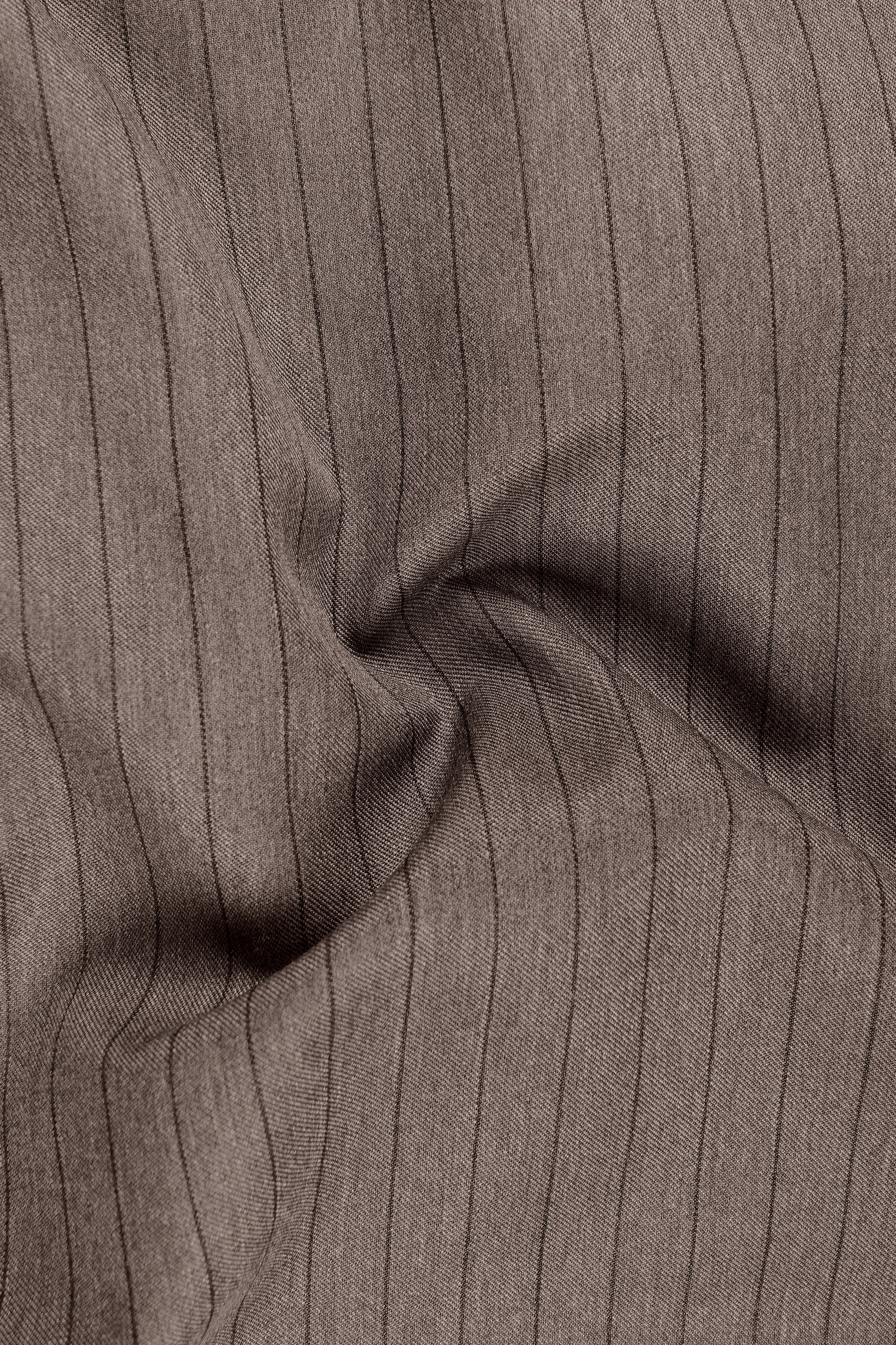 Obsidian-Fuscous Brown And Jade Black Chalk Striped Wool Rich Slight Stretch Single Breasted Suit