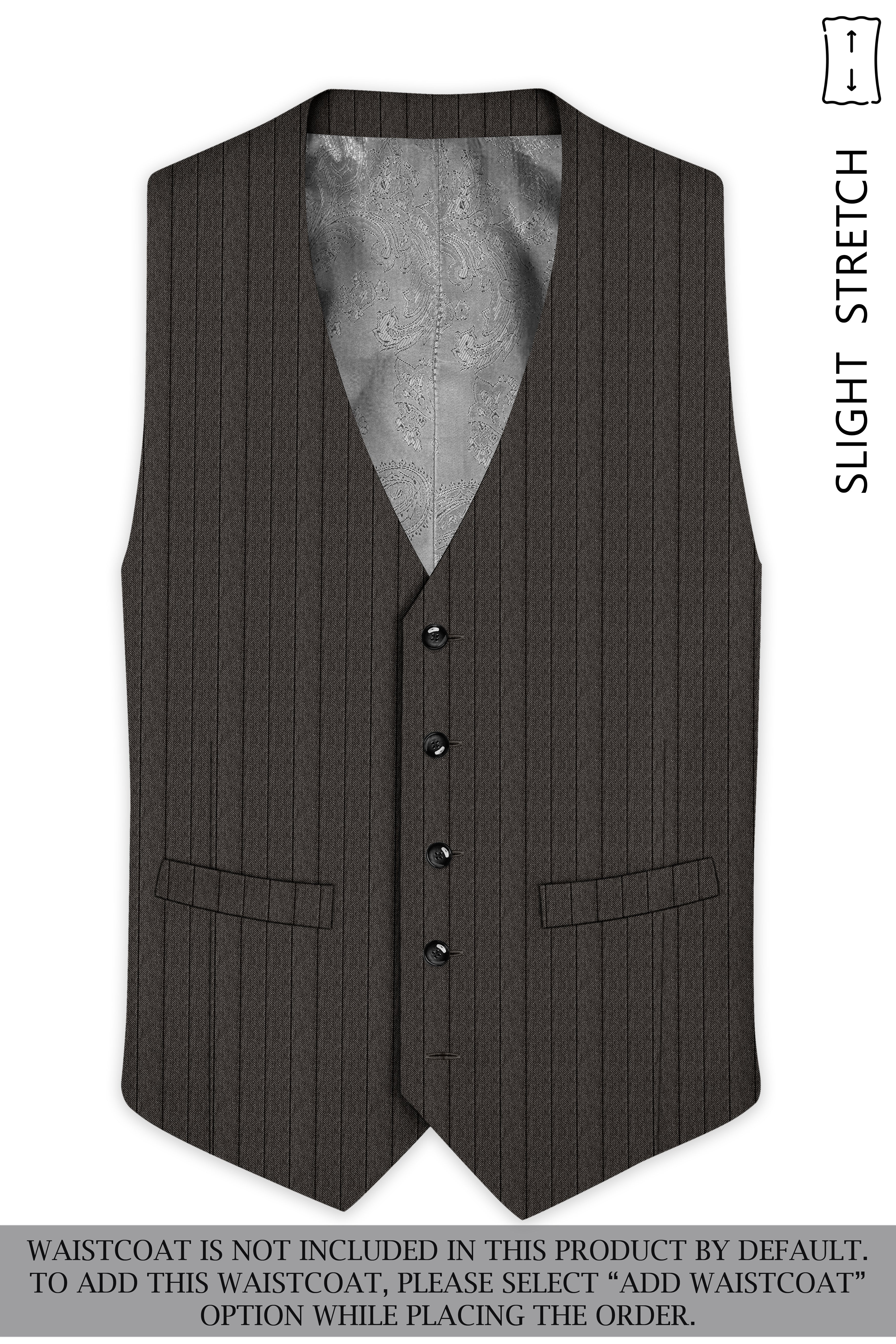 Heritage-Iridium Brown And Bright White Chalk Striped Wool Rich Slight Stretch Single Breasted Suit