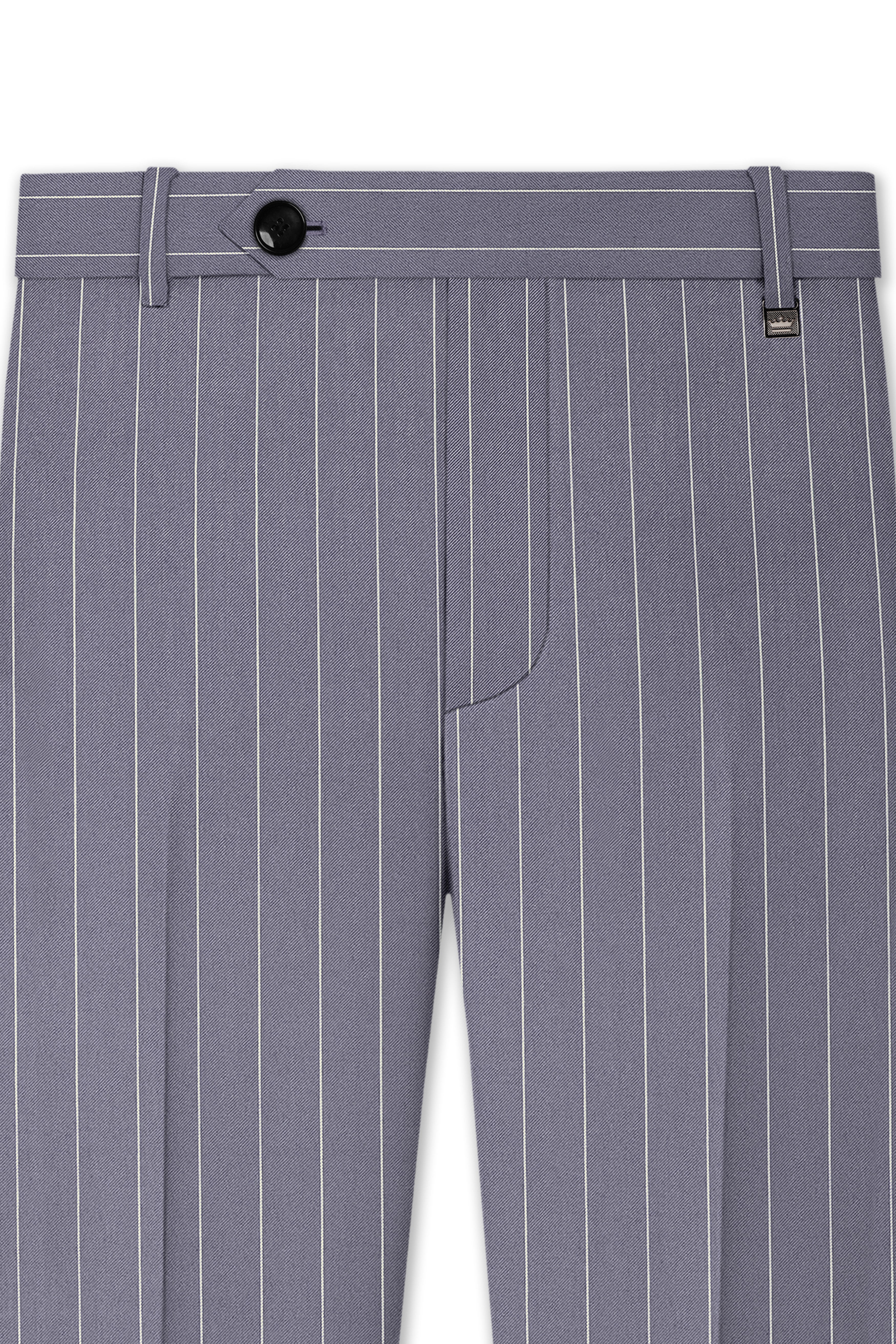 Regent-Mobster Gray And Bright White Chalk Striped Wool Rich Slight Stretch Double Breasted Suit