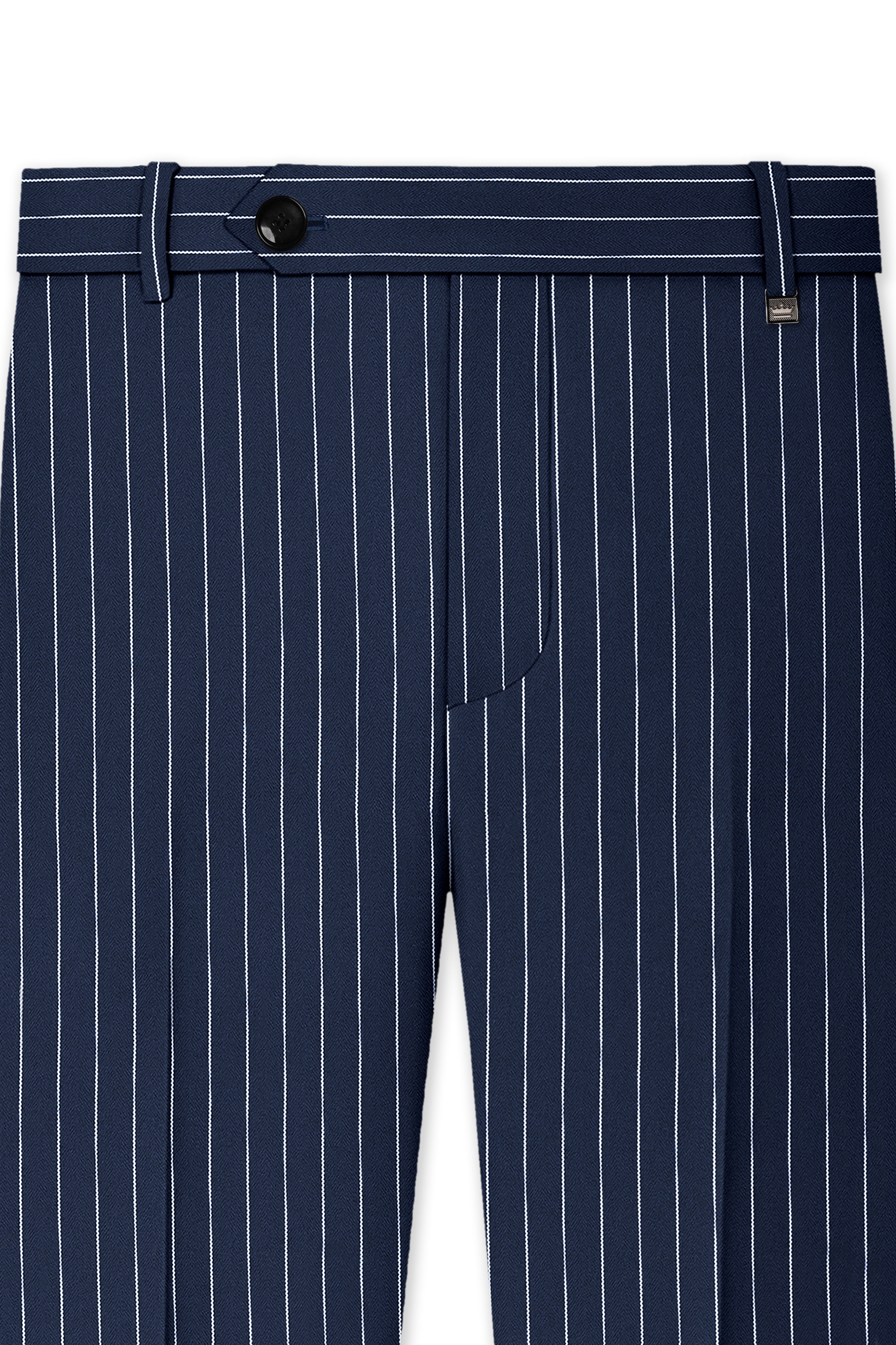 Astris-Space Blue Herringbone Striped Wool Rich Slight Stretch Double Breasted Suit