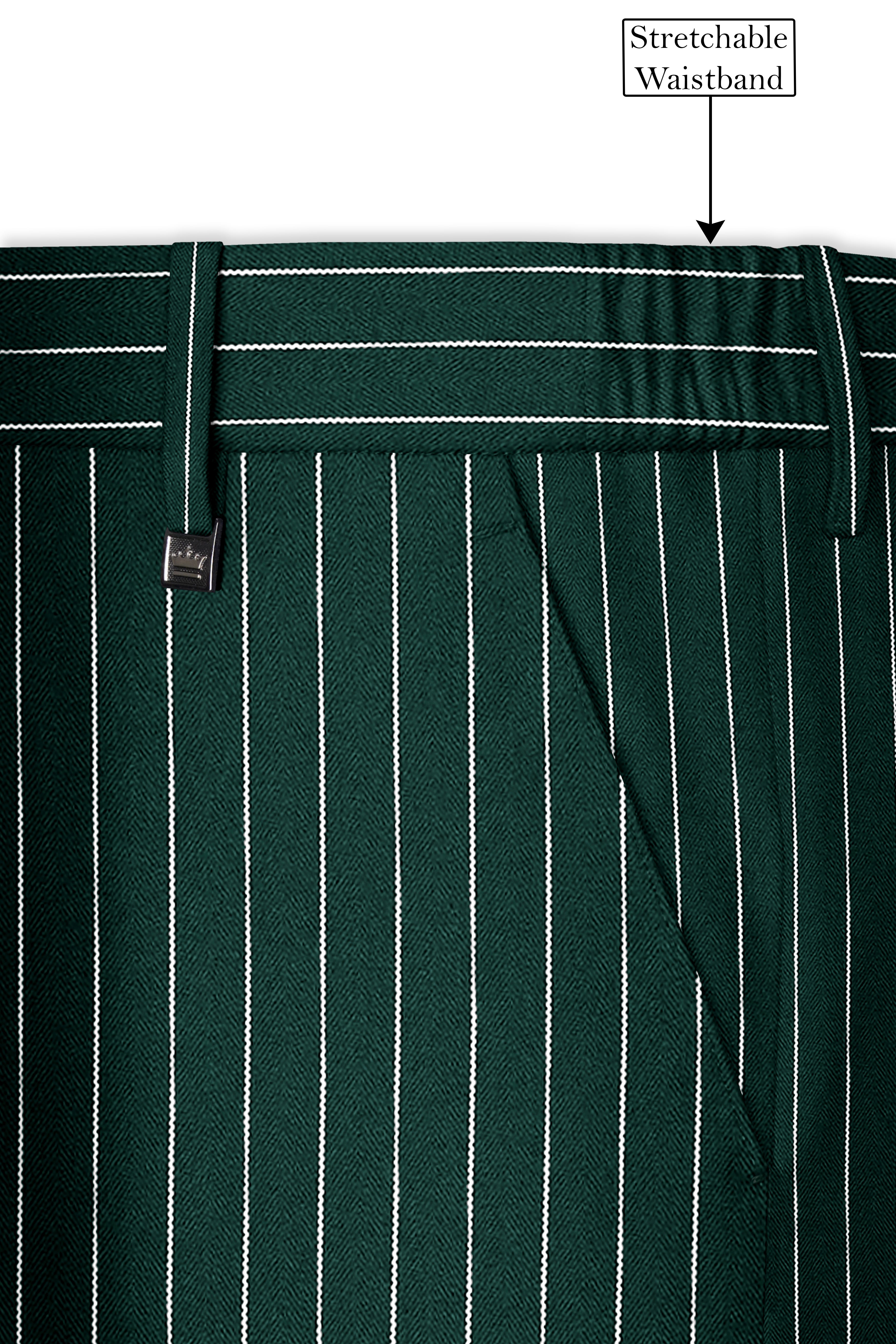 Arbor-Timber Green Herringbone Striped Wool Rich Slight Stretch Single Breasted Suit