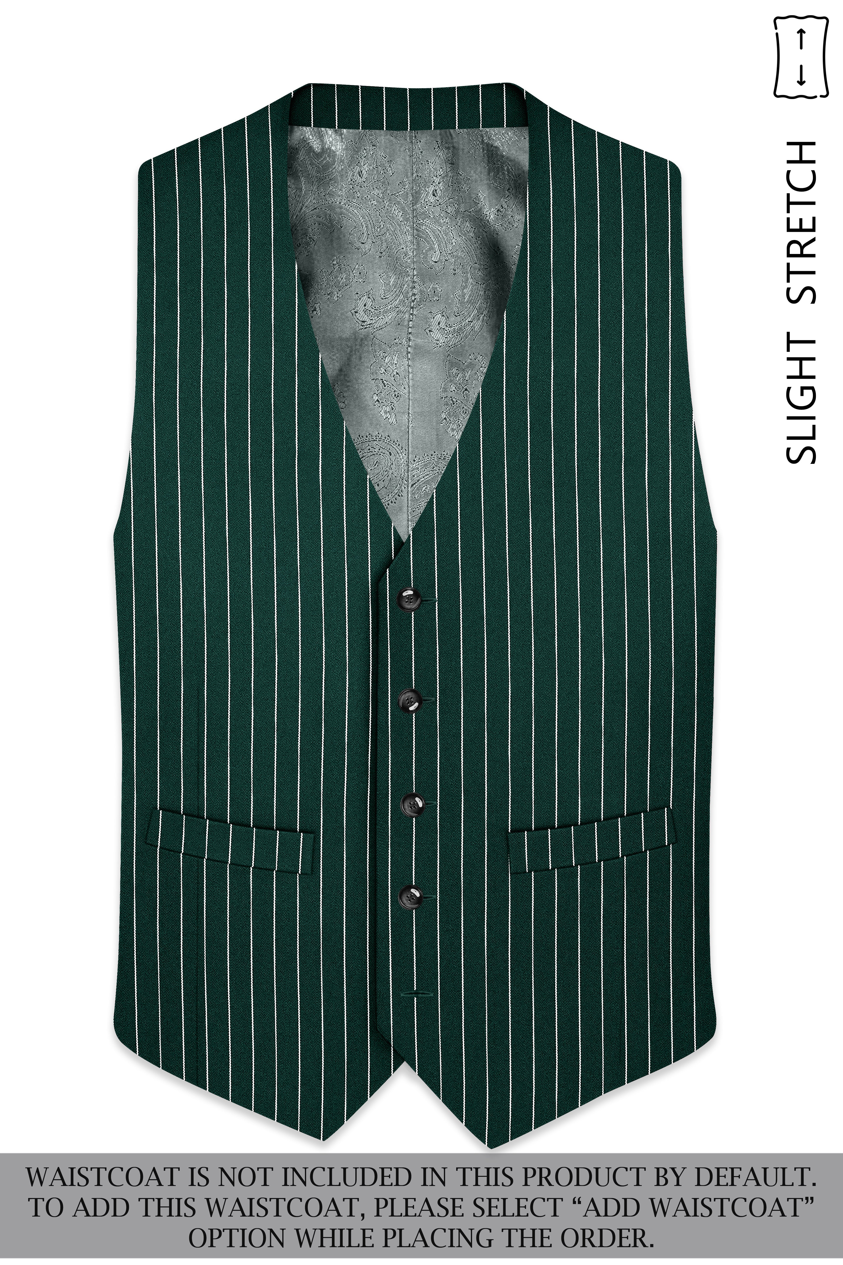 Arbor-Timber Green Herringbone Striped Wool Rich Slight Stretch Single Breasted Suit