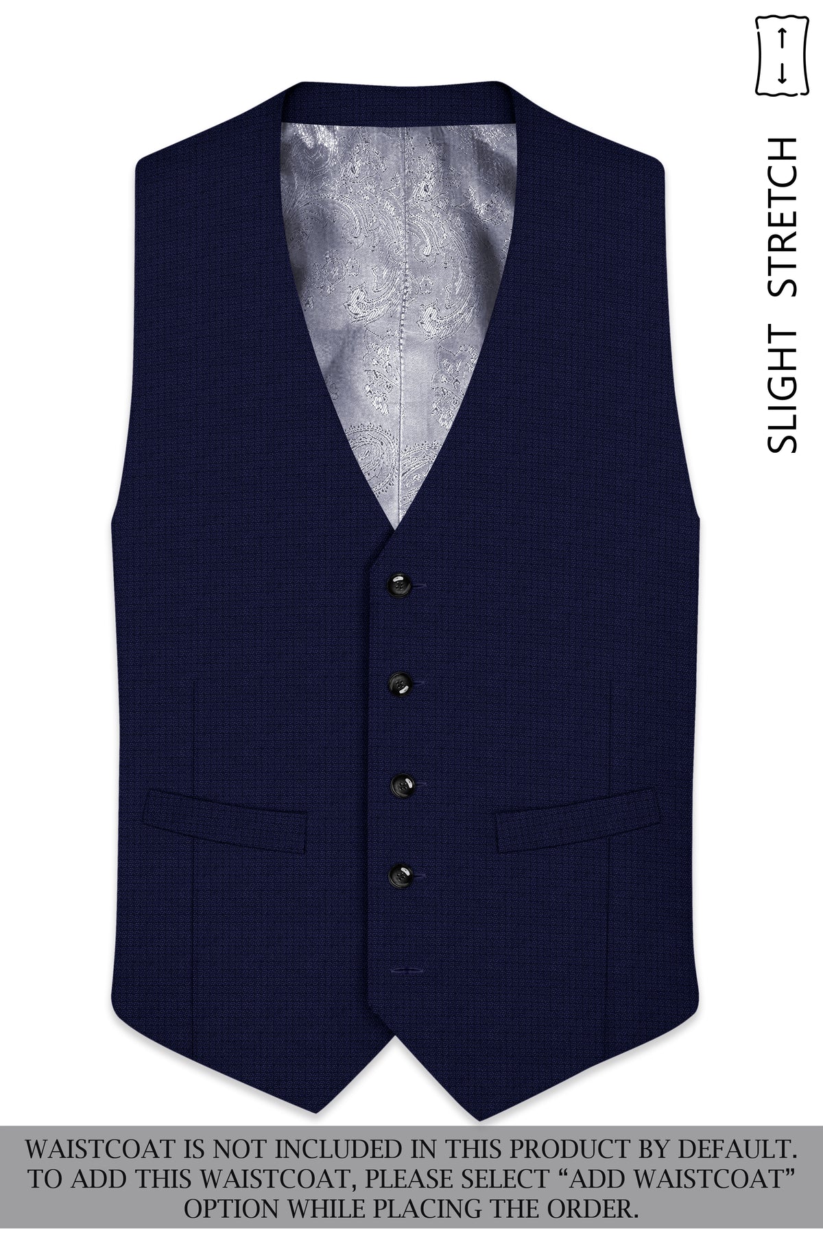 Sapphire-Haiti Blue Diamond Textured Wool Rich Slight Stretch Peak Lapel Tuxedo Suit