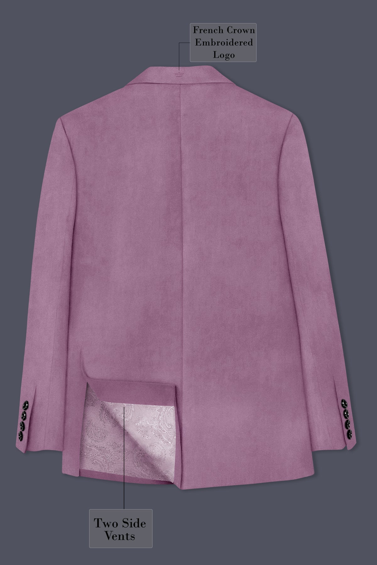 Veloura-Strikemaster Pink Velvet Peak Lapel Tuxedo Suit