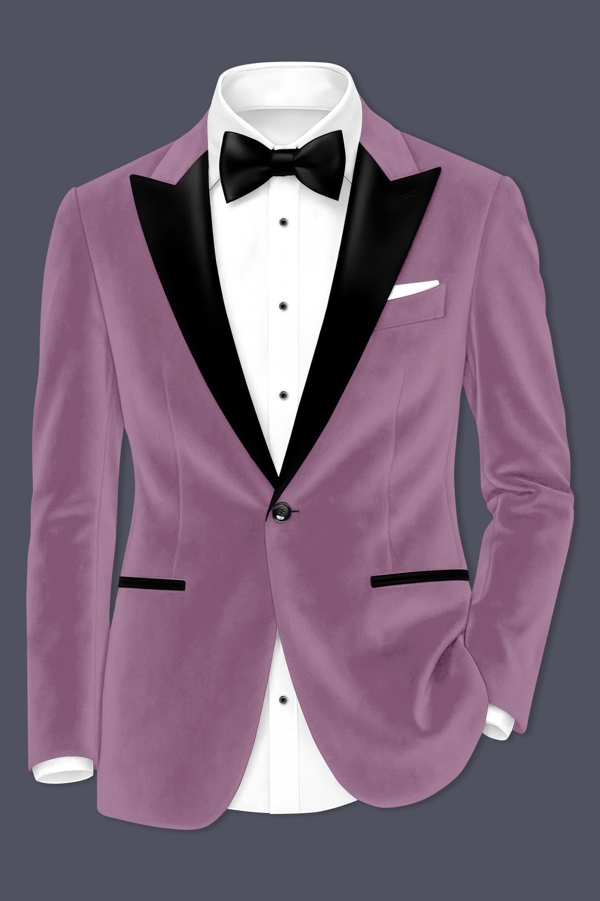Veloura-Strikemaster Pink Velvet Peak Lapel Tuxedo Suit