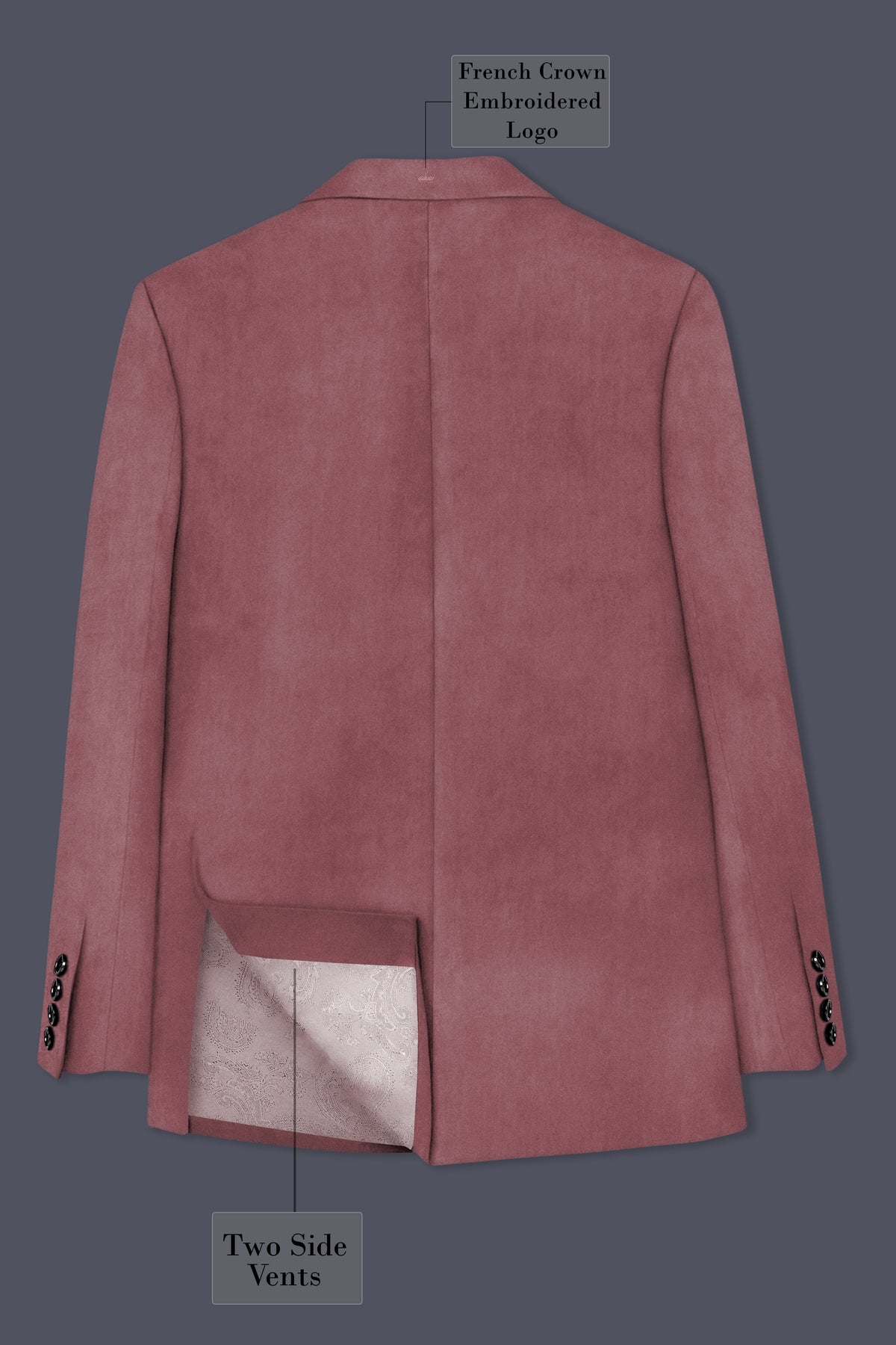 Blush-Pastel Peach Velvet Peak Lapel Tuxedo Suit