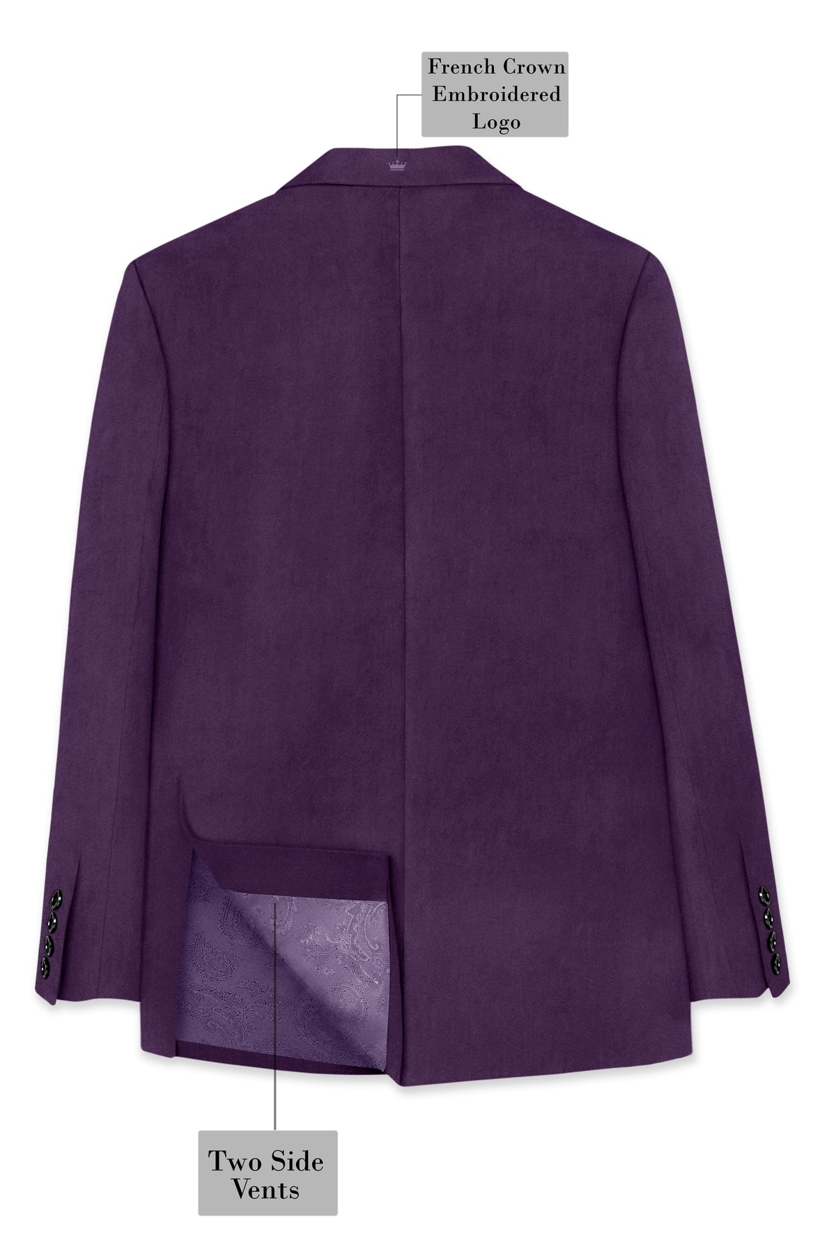 Regal-Royal Purple Velvet Peak Lapel Tuxedo Suit