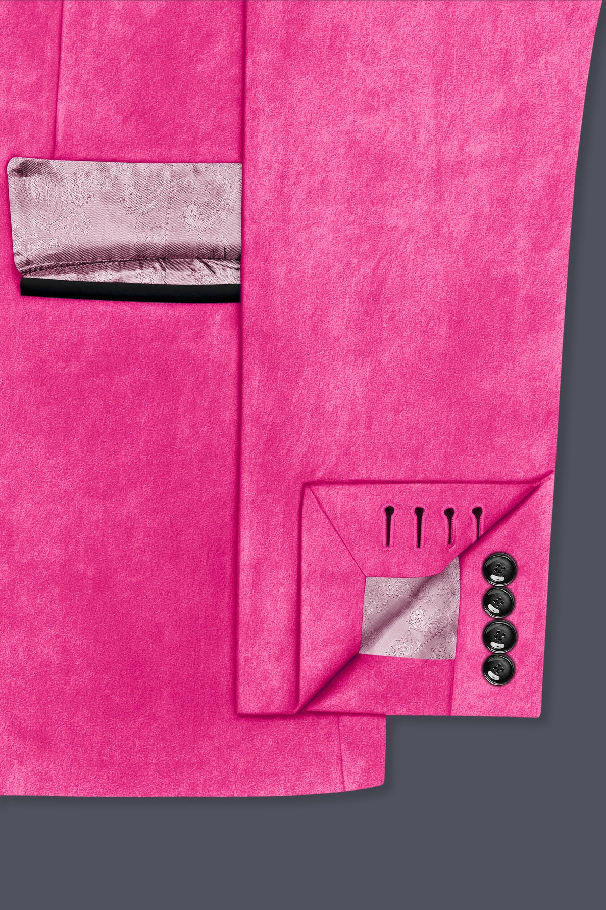 Roselle-Cerise Pink Velvet Peak Lapel Tuxedo Suit