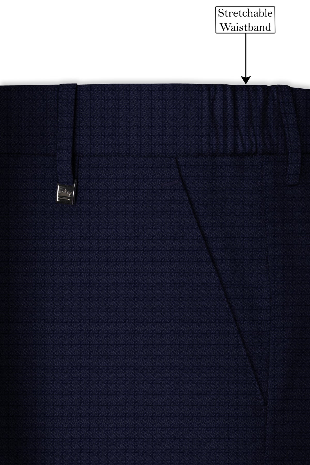 Nocturne-Mirage Navy Diamond Textured Wool Rich Slight Stretch Single Breasted Suit