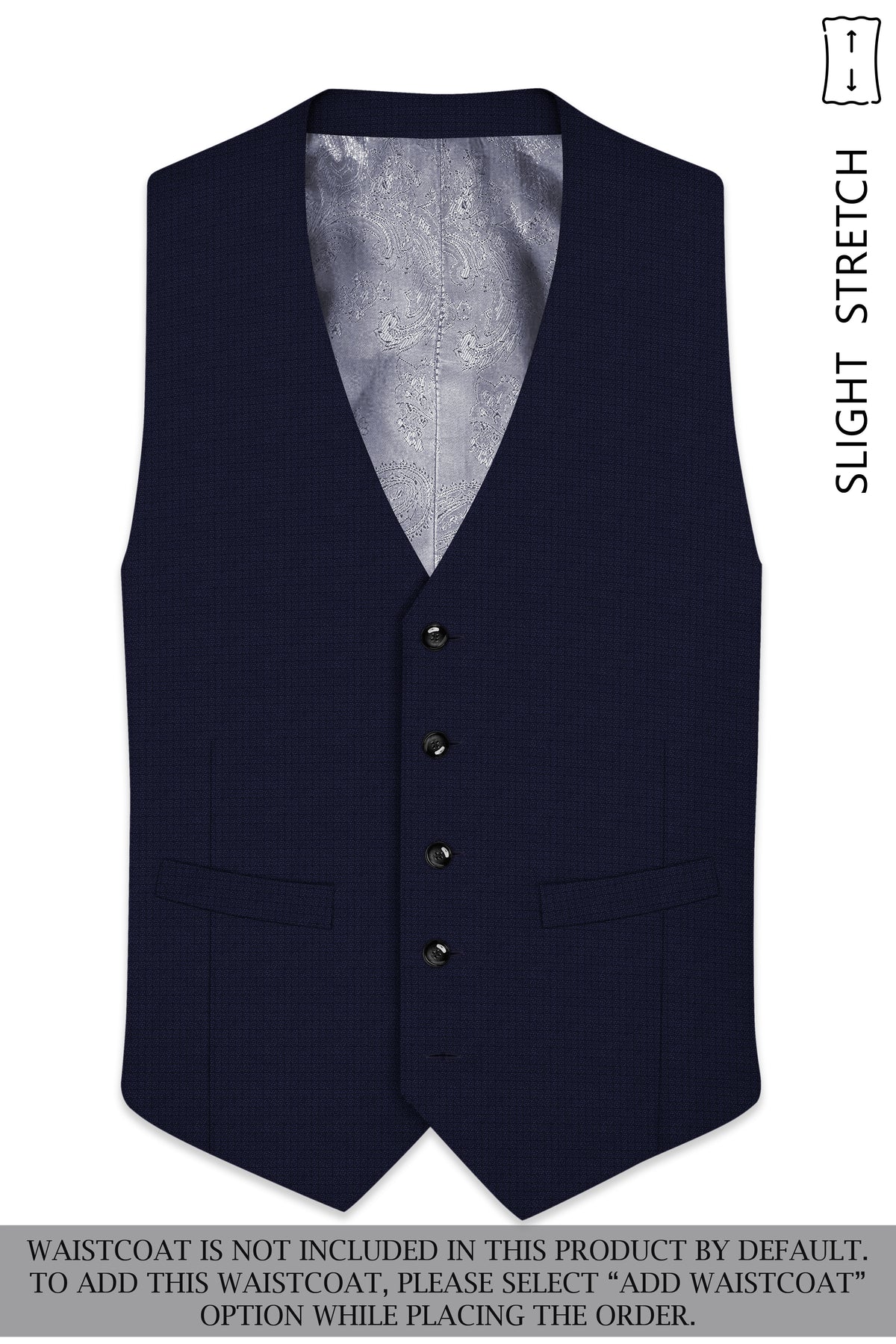 Nocturne-Mirage Navy Diamond Textured Wool Rich Slight Stretch Single Breasted Suit