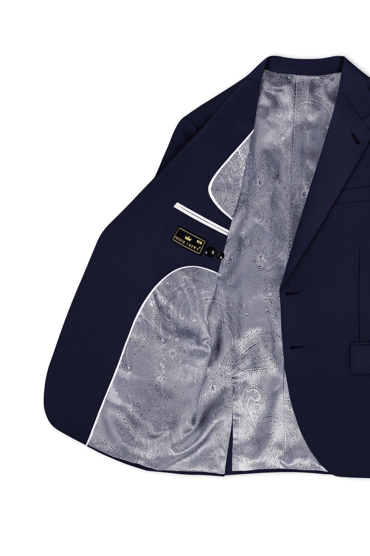 Nocturne-Mirage Navy Diamond Textured Wool Rich Slight Stretch Single Breasted Suit