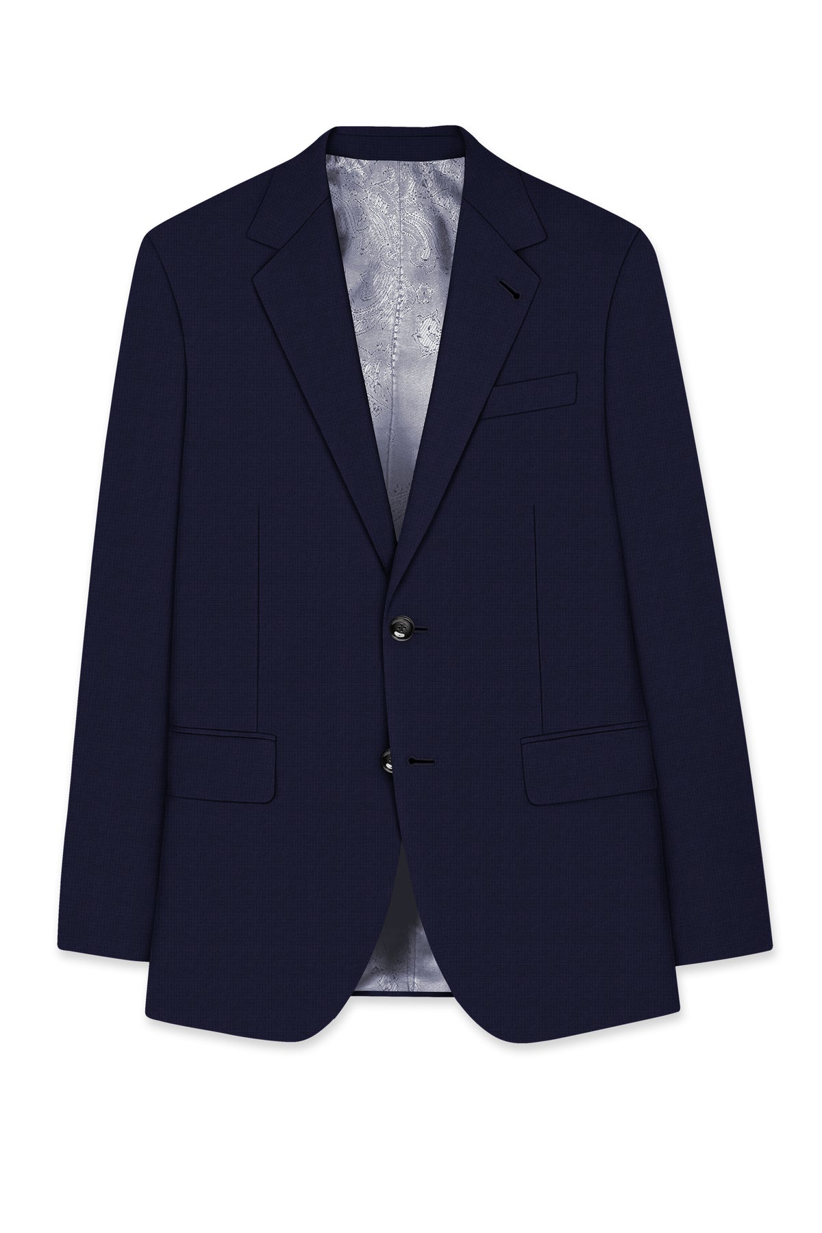 Nocturne-Mirage Navy Diamond Textured Wool Rich Slight Stretch Single Breasted Suit