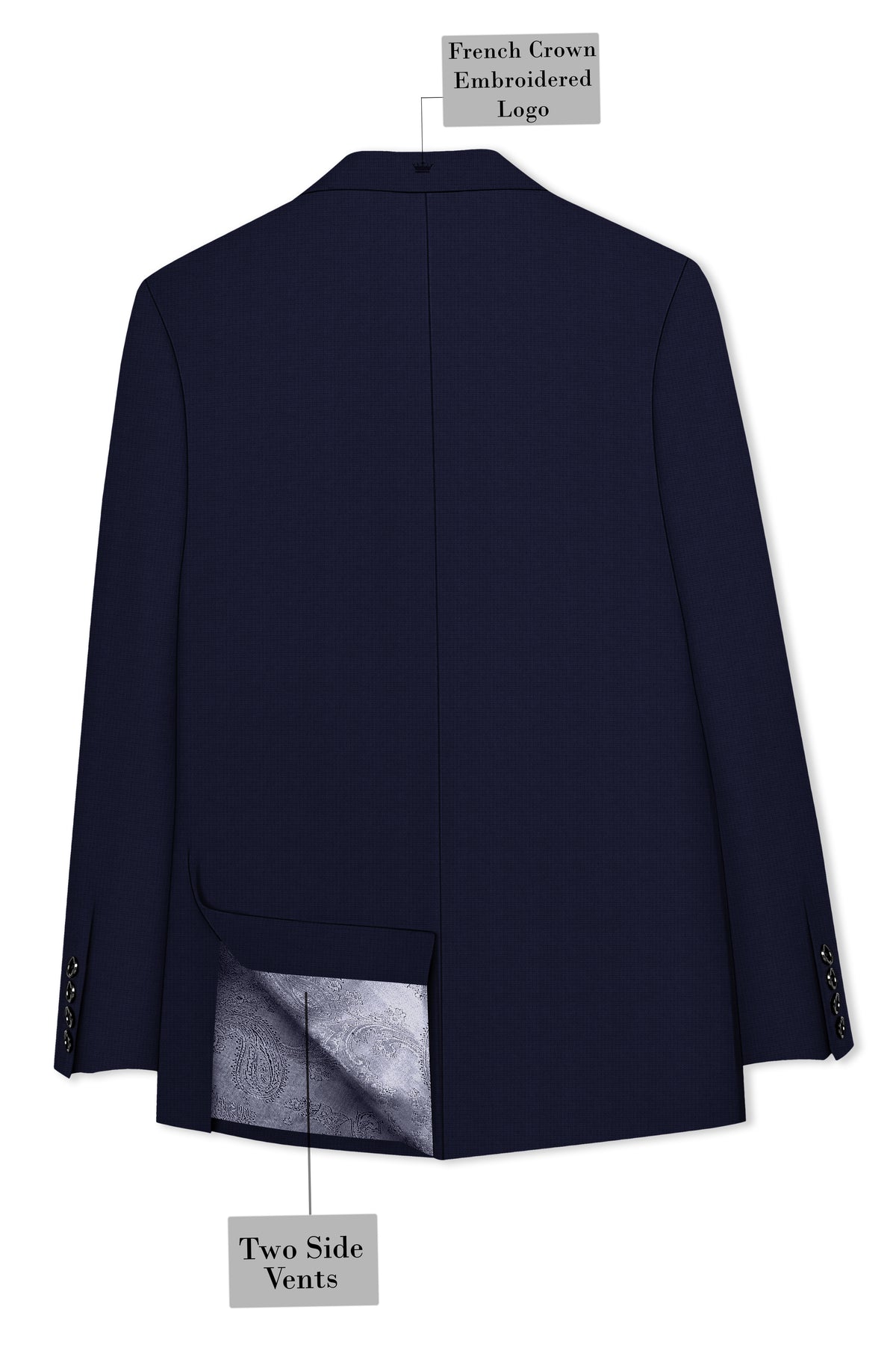 Nocturne-Mirage Navy Diamond Textured Wool Rich Slight Stretch Single Breasted Suit