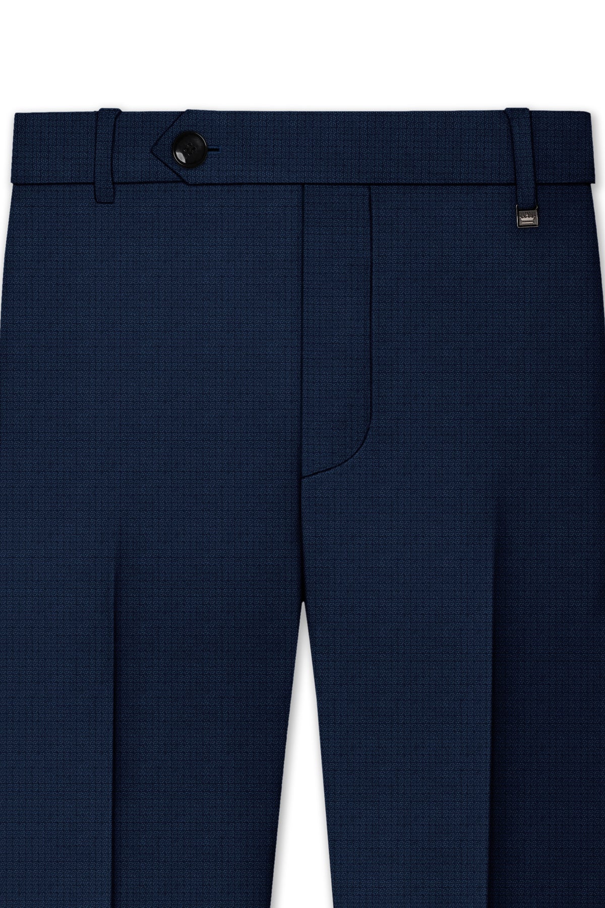 Regent-Ebony Blue Diamond Textured Wool Rich Slight Stretch Single Breasted Suit