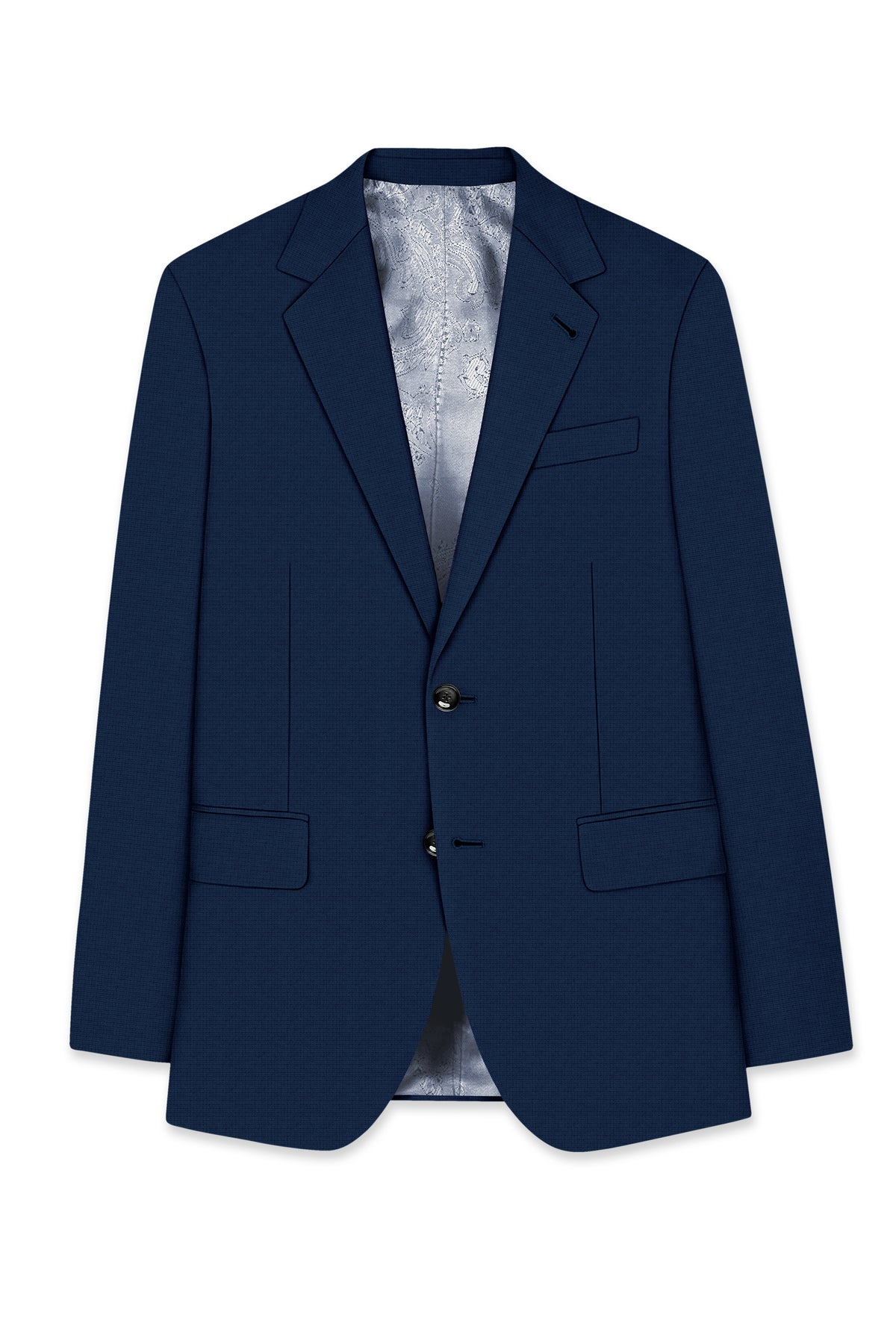 Regent-Ebony Blue Diamond Textured Wool Rich Slight Stretch Single Breasted Suit