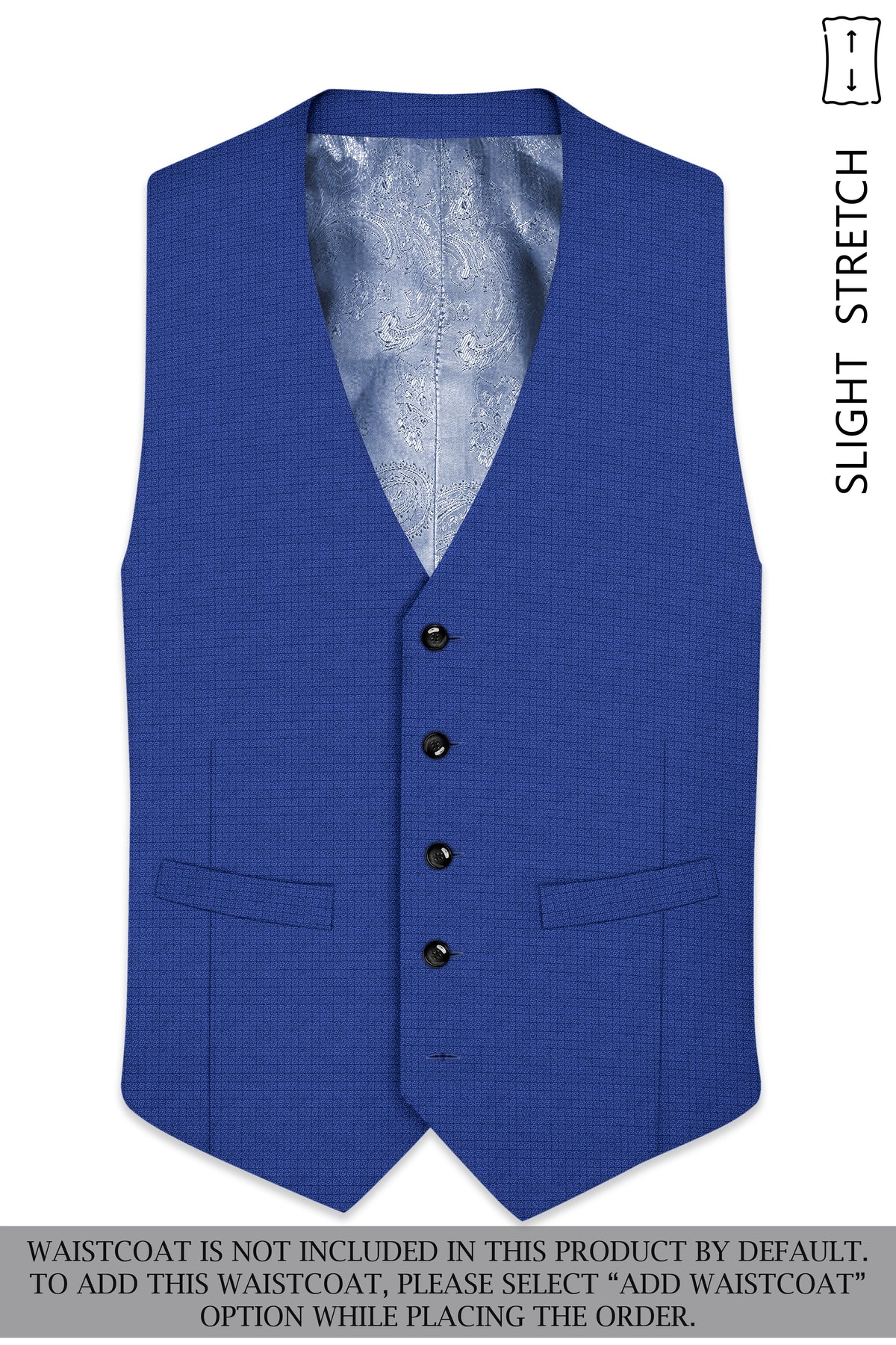 Aurelio-Chambray Blue Diamond Textured Wool Rich Slight Stretch Single Breasted Suit