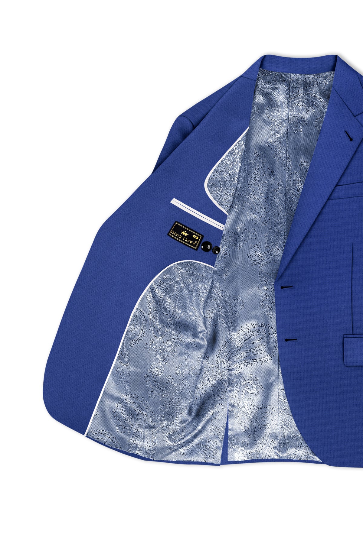 Aurelio-Chambray Blue Diamond Textured Wool Rich Slight Stretch Single Breasted Suit