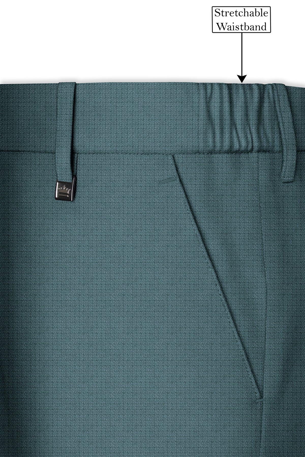 Viridian-Beetle Green Diamond Textured Wool Rich Slight Stretch Single Breasted Suit