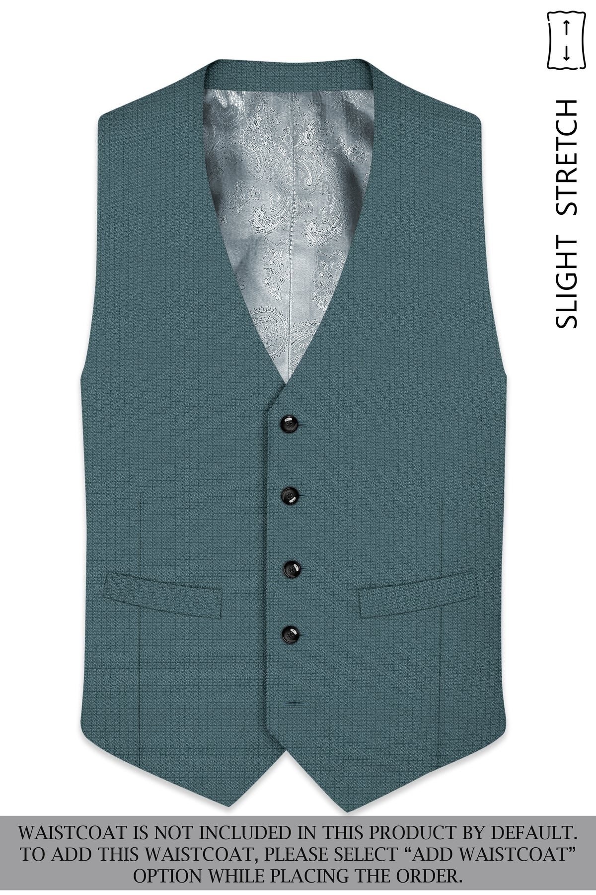Viridian-Beetle Green Diamond Textured Wool Rich Slight Stretch Single Breasted Suit