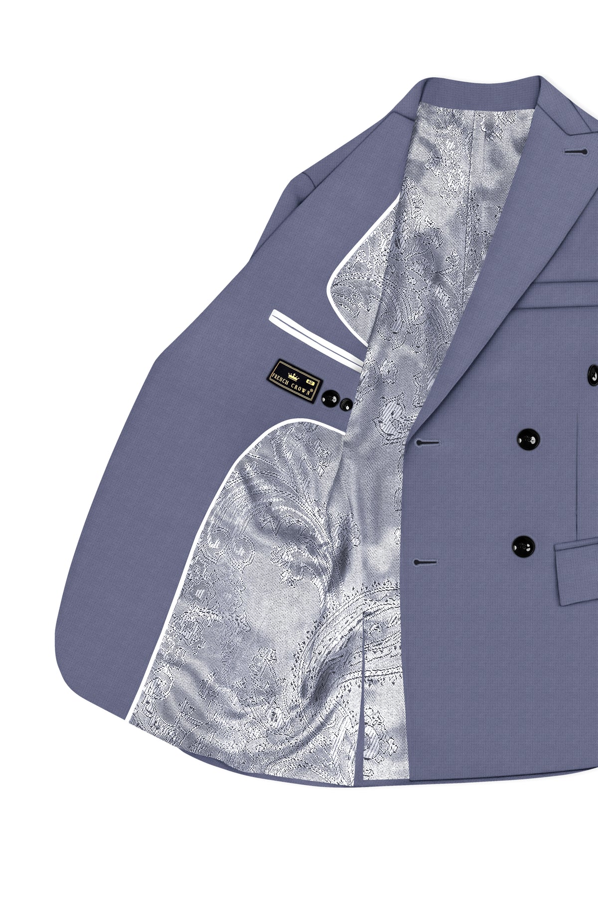 Graphite-Shuttle Gray Diamond Textured Wool Rich Slight Stretch Double Breasted Suit