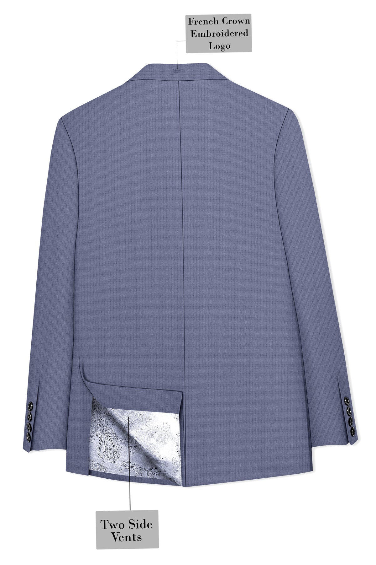 Graphite-Shuttle Gray Diamond Textured Wool Rich Slight Stretch Double Breasted Suit