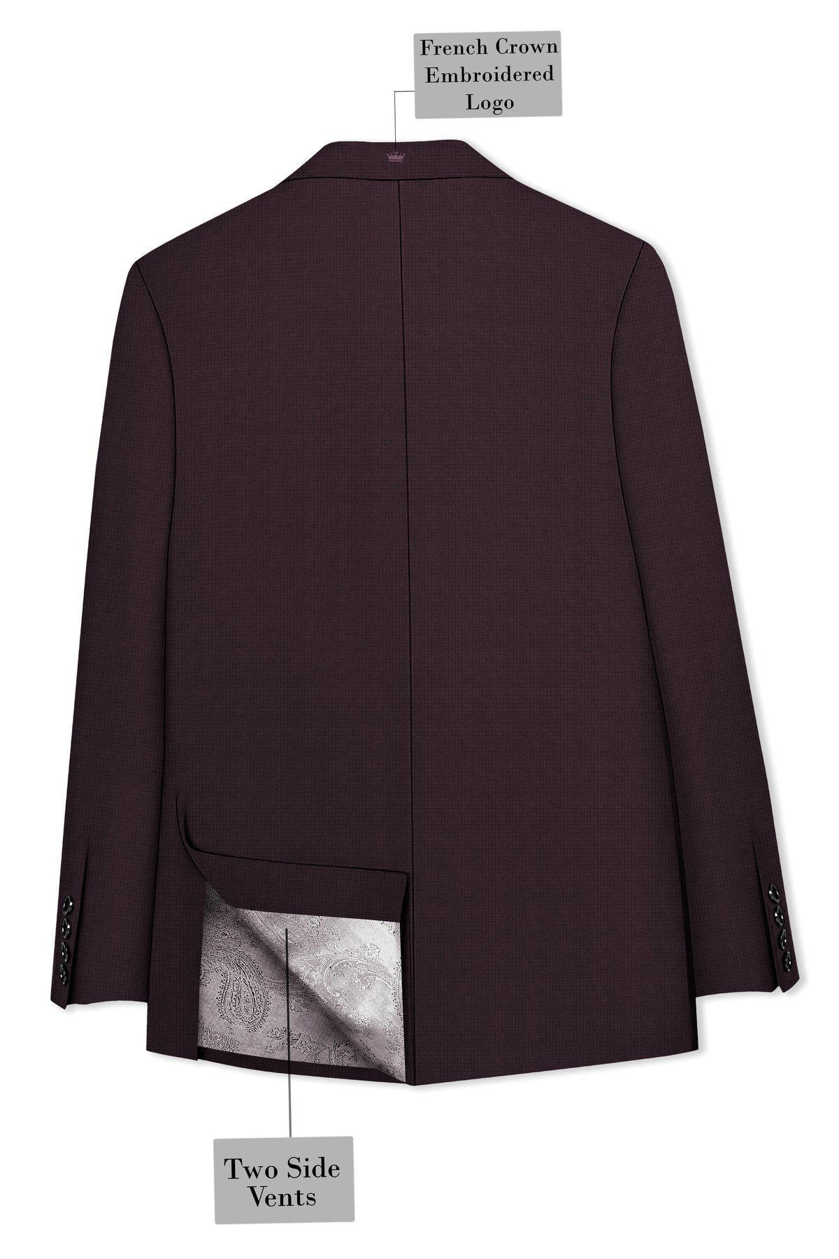 Velaris-Thunder Purple Diamond Textured Wool Rich Slight Stretch Double Breasted Suit