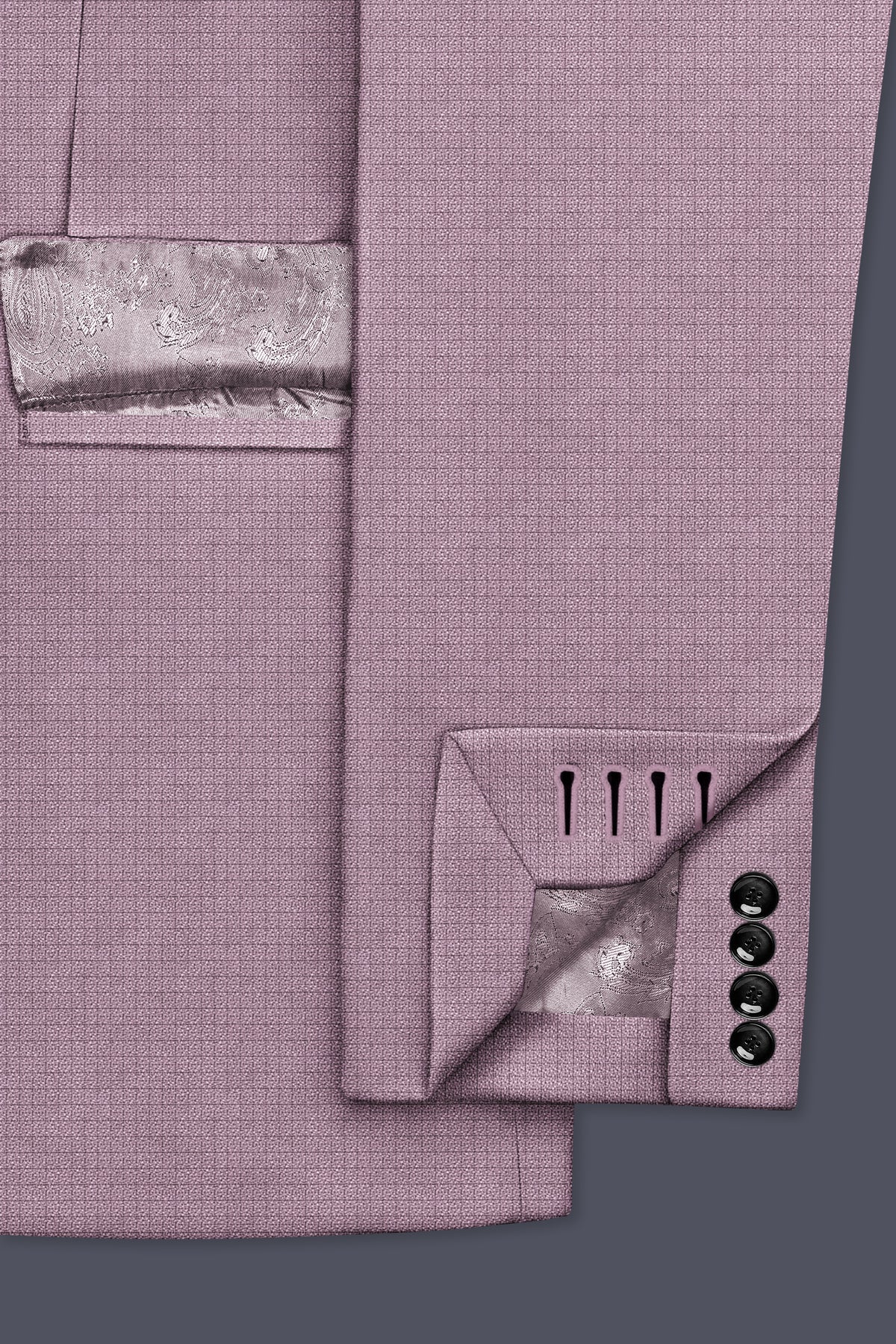 Regalia-Mountbatten Pink Diamond Textured Wool Rich Slight Stretch Double Breasted Suit