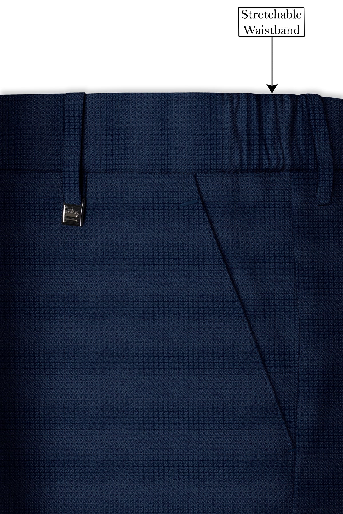 Regent-Ebony Blue Diamond Textured Wool Rich Slight Stretch Double Breasted Suit