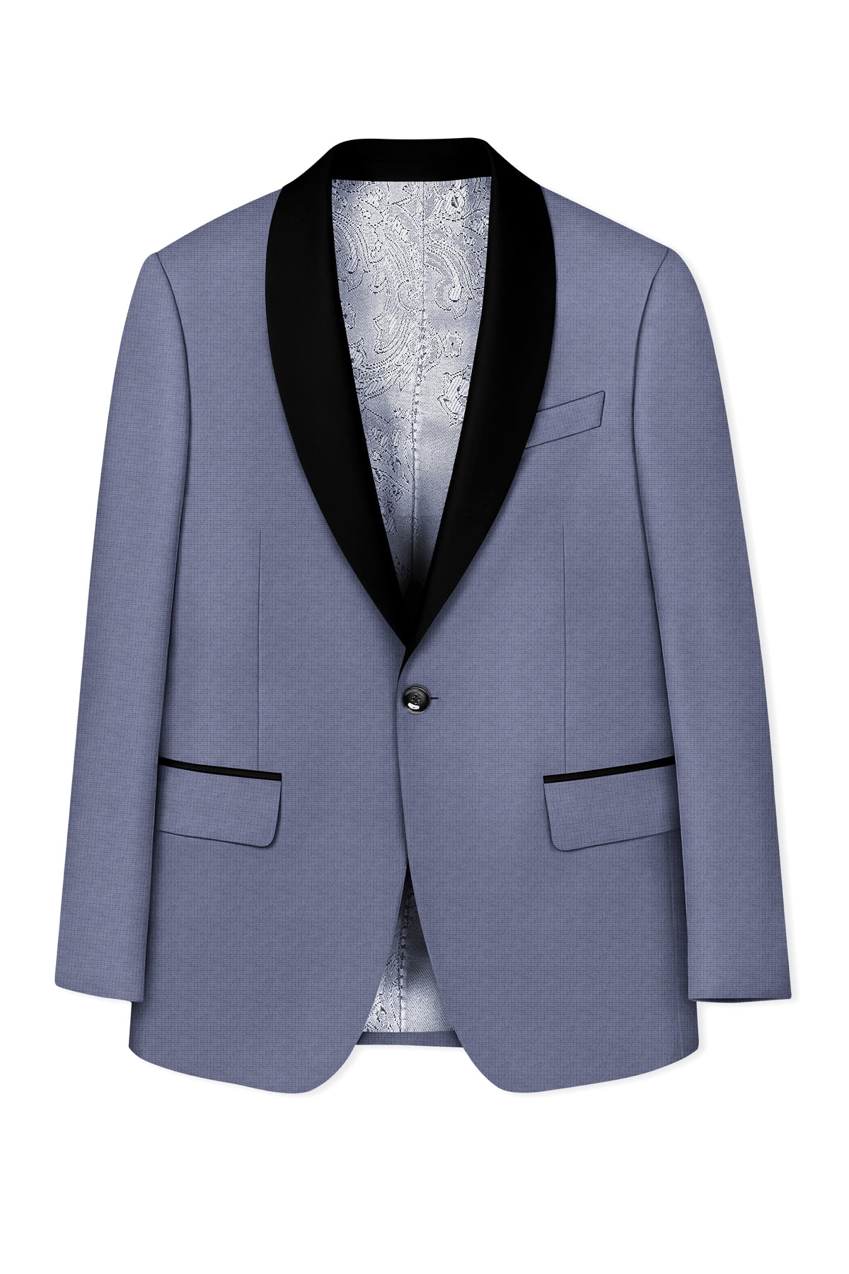 Graphite-Shuttle Gray Diamond Textured Wool Rich Slight Stretch Tuxedo Suit