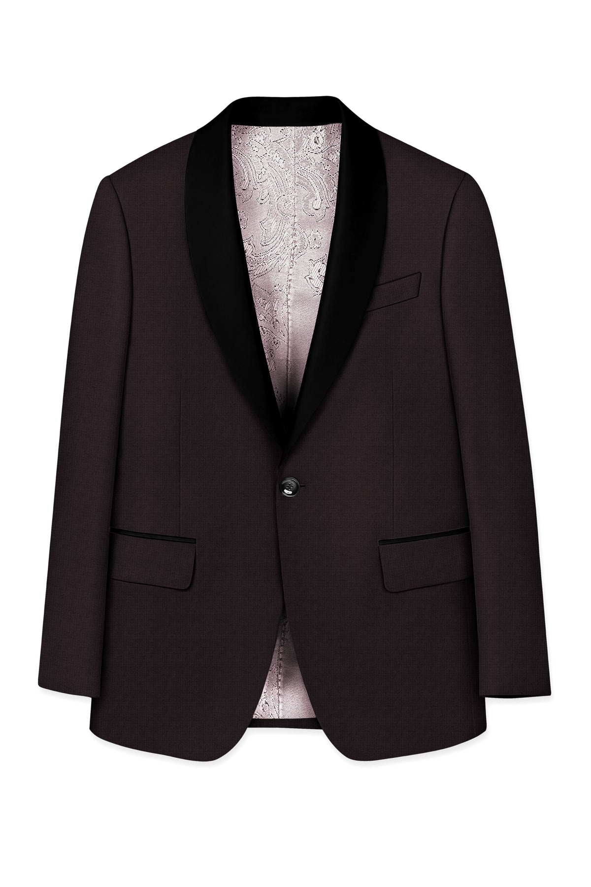 Regency-Cocoa Brown Diamond Textured Wool Rich Slight Stretch Tuxedo Suit