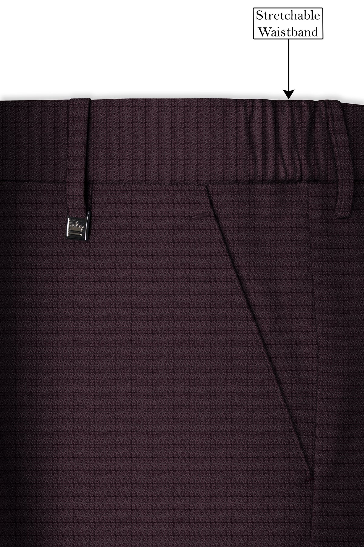 Velaris-Thunder Purple Diamond Textured Wool Rich Slight Stretch Cross Placket Bandhgala Suit