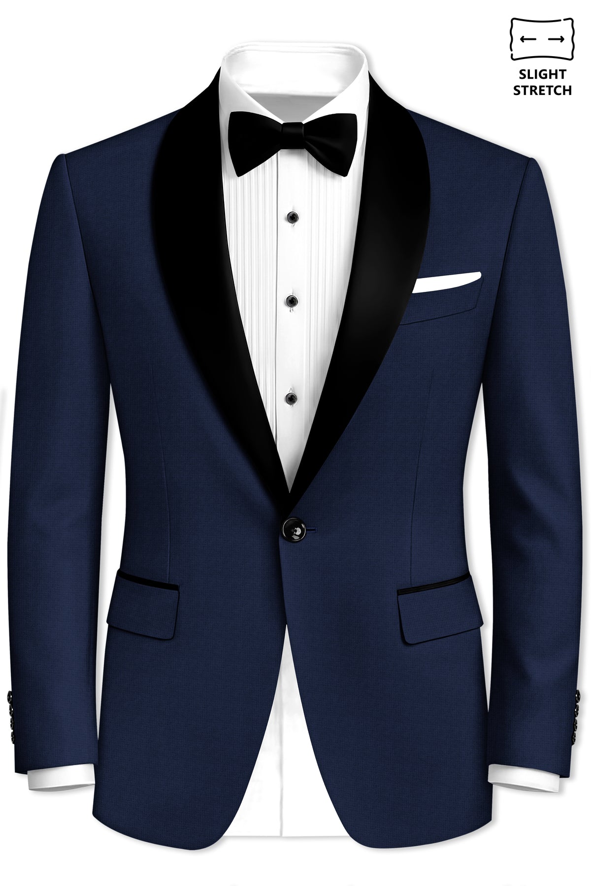 Regent-Ebony Blue Diamond Textured Wool Rich Slight Stretch Tuxedo Suit
