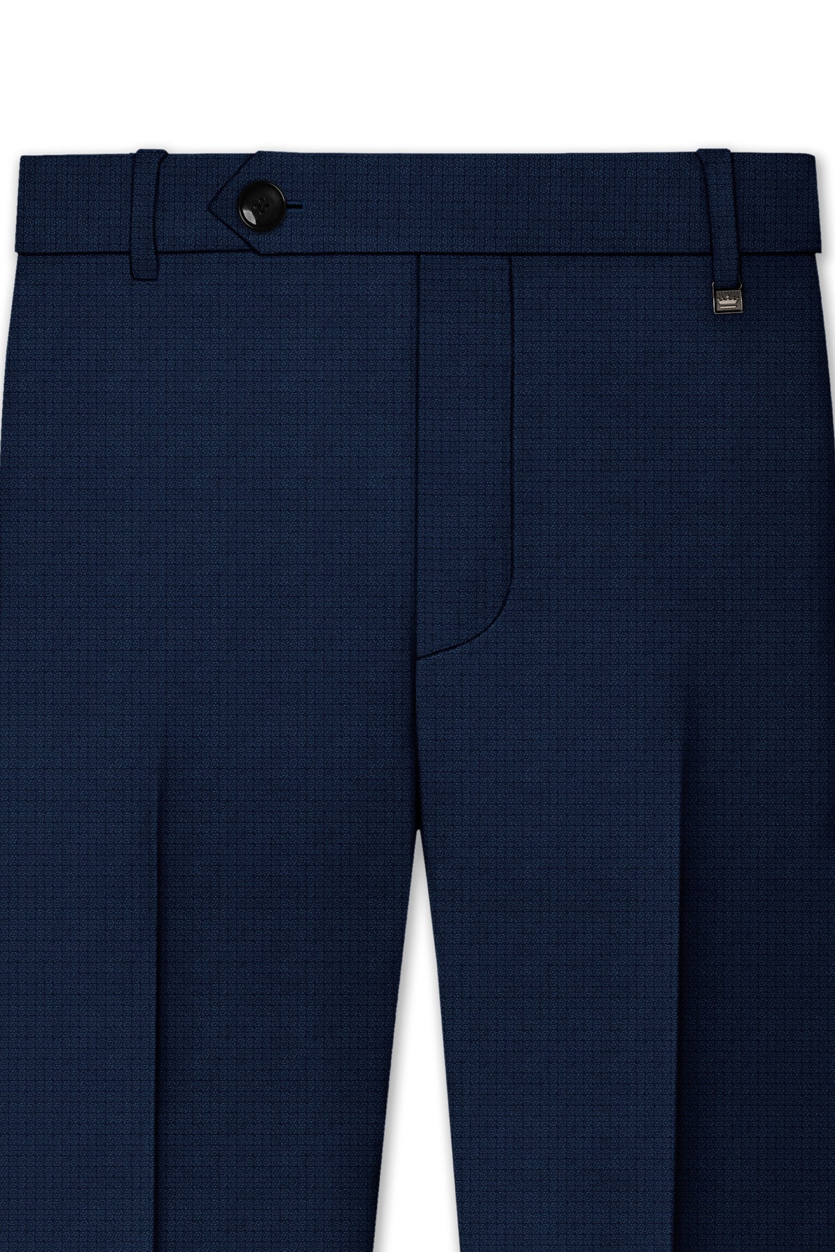 Regent-Ebony Blue Diamond Textured Wool Rich Slight Stretch Tuxedo Suit