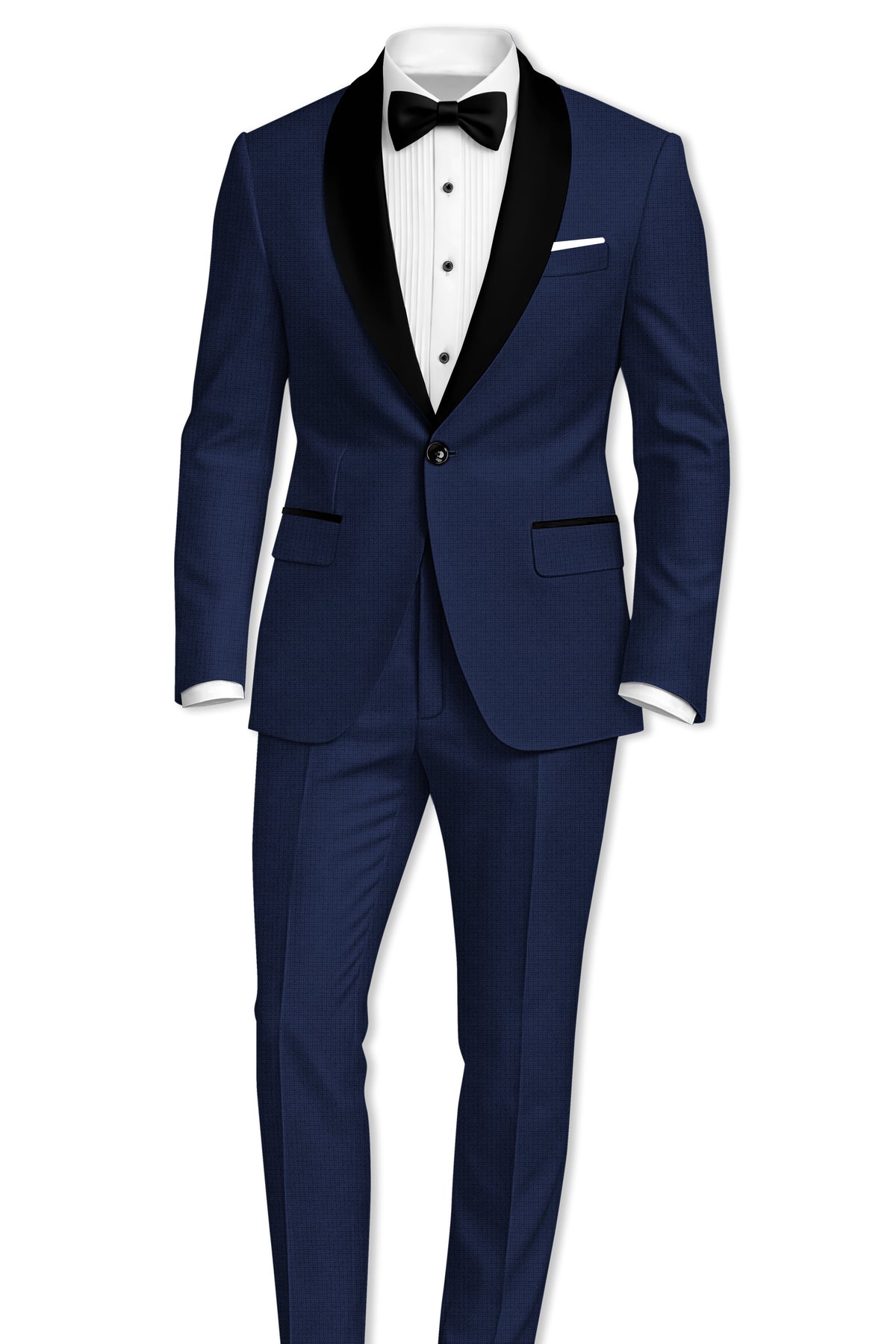 Regent-Ebony Blue Diamond Textured Wool Rich Slight Stretch Tuxedo Suit
