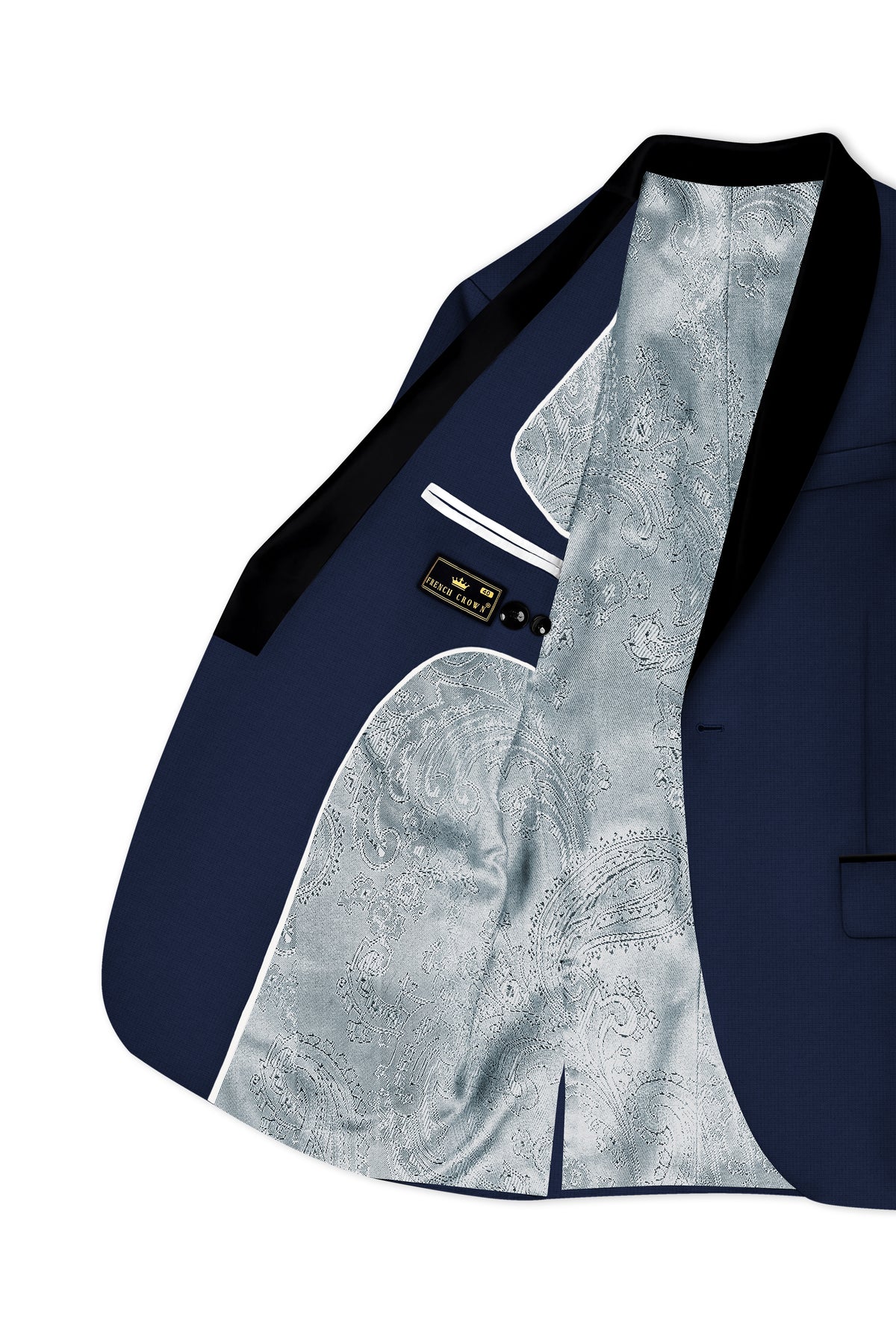 Regent-Ebony Blue Diamond Textured Wool Rich Slight Stretch Tuxedo Suit