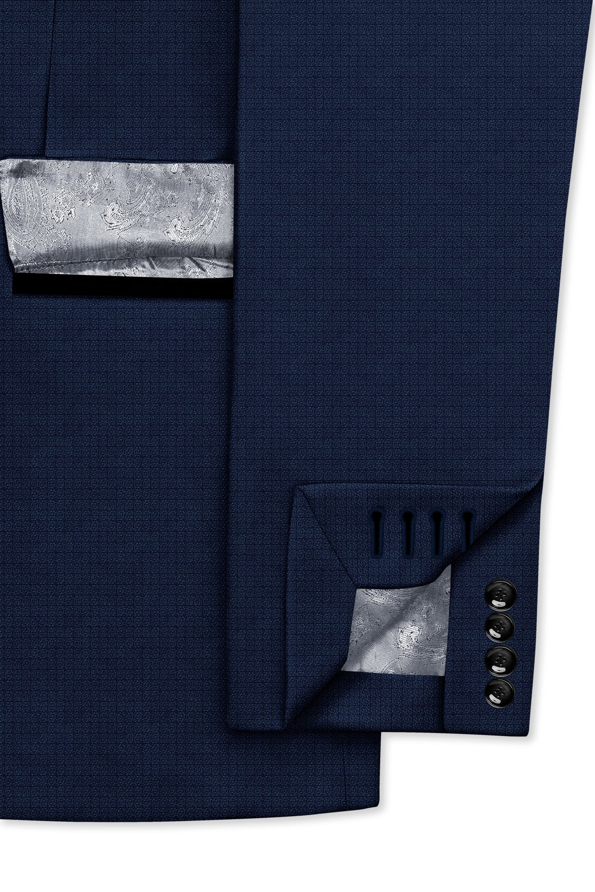 Regent-Ebony Blue Diamond Textured Wool Rich Slight Stretch Tuxedo Suit