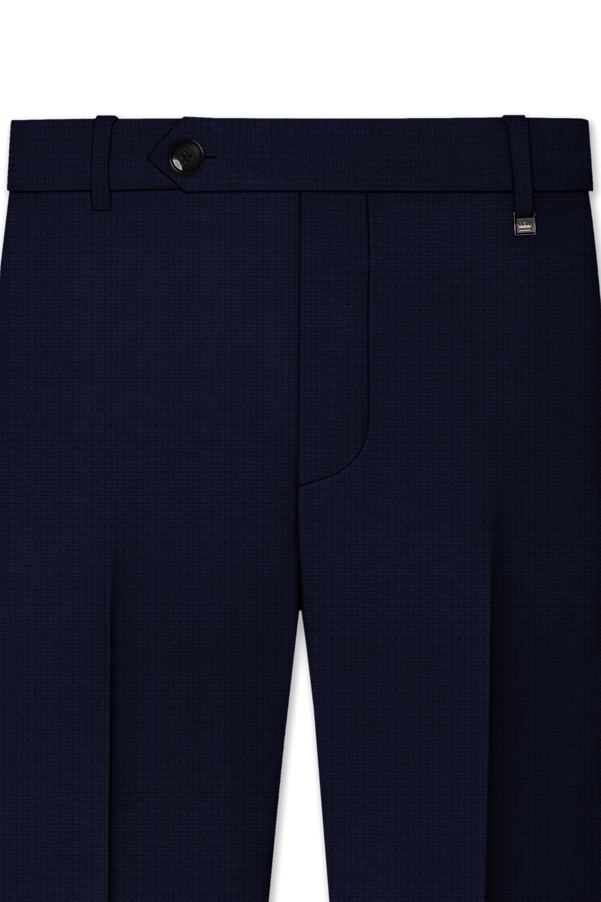 Nocturne-Mirage Navy Diamond Textured Wool Rich Slight Stretch Bandhgala Suit